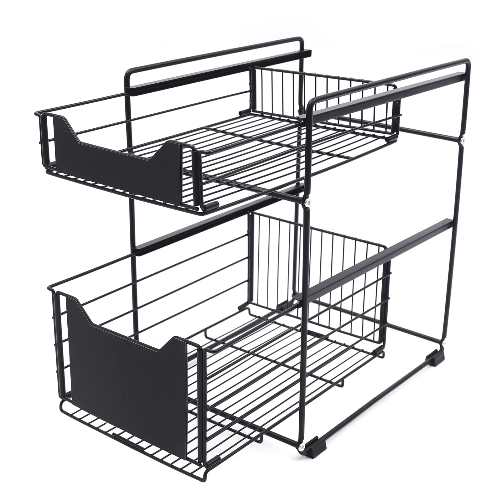 Pull Out Cabinet Organizer, 2 Tier Storage Rack, Height Adjustable Spice Rack, Kitchen & Bathroom Spice Racks, Heavy Duty Metal Kitchen Storage Shelf for Inside Cupboard