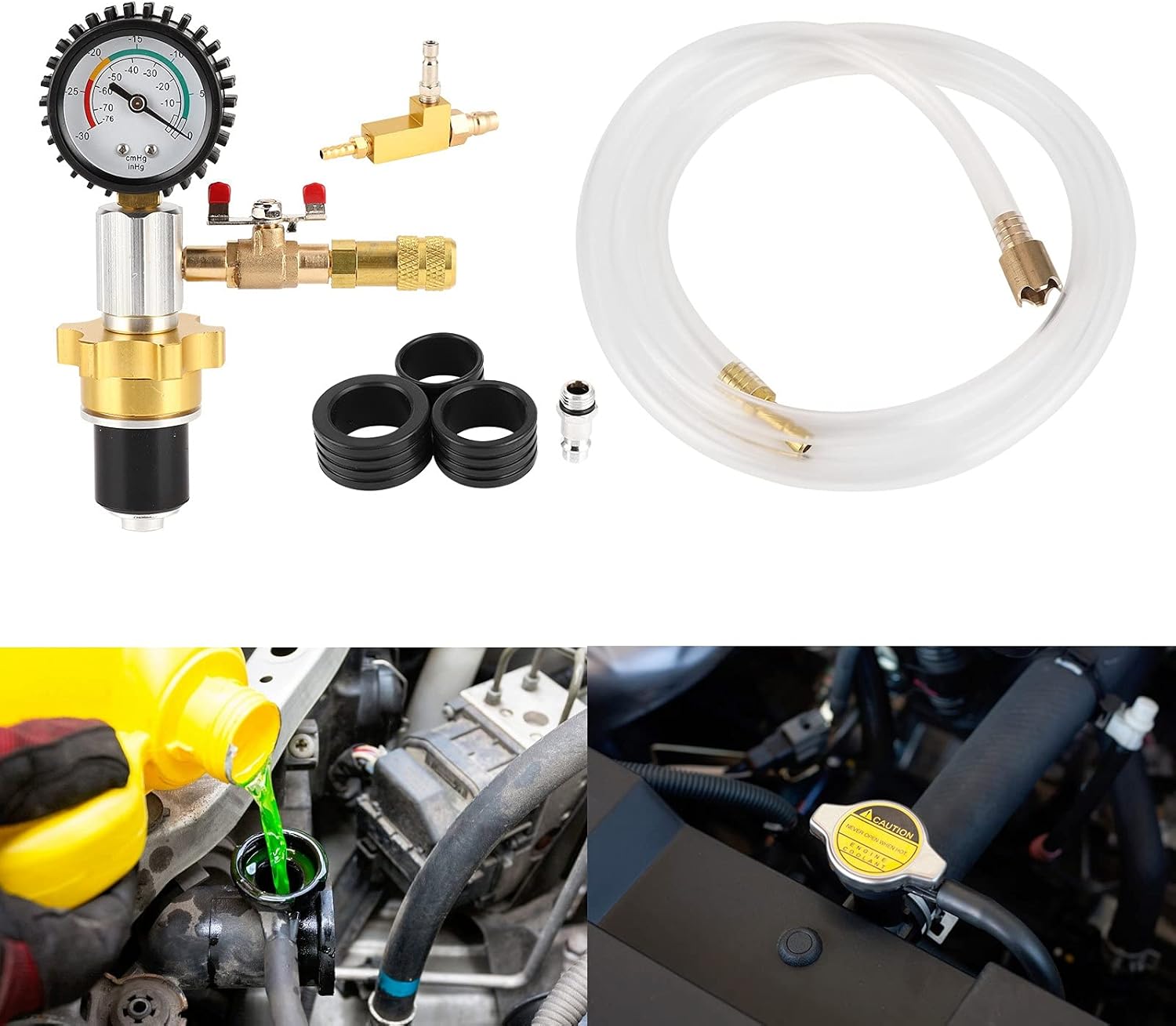 Fast Connector Coolant Kit, Vacuum Cooling System for Car Radiator, The Coolant Quickly with Vacuum Treatment for Coolant Replacement, Prevent Air with Negative