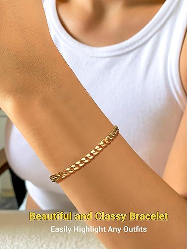 Miniatura 2 de PROSTEEL Pulsera de acero inoxidable para hombres y mujeres, elegantes pulseras de eslabones cubanos, chapado en oro negro de 18 quilates, ancho