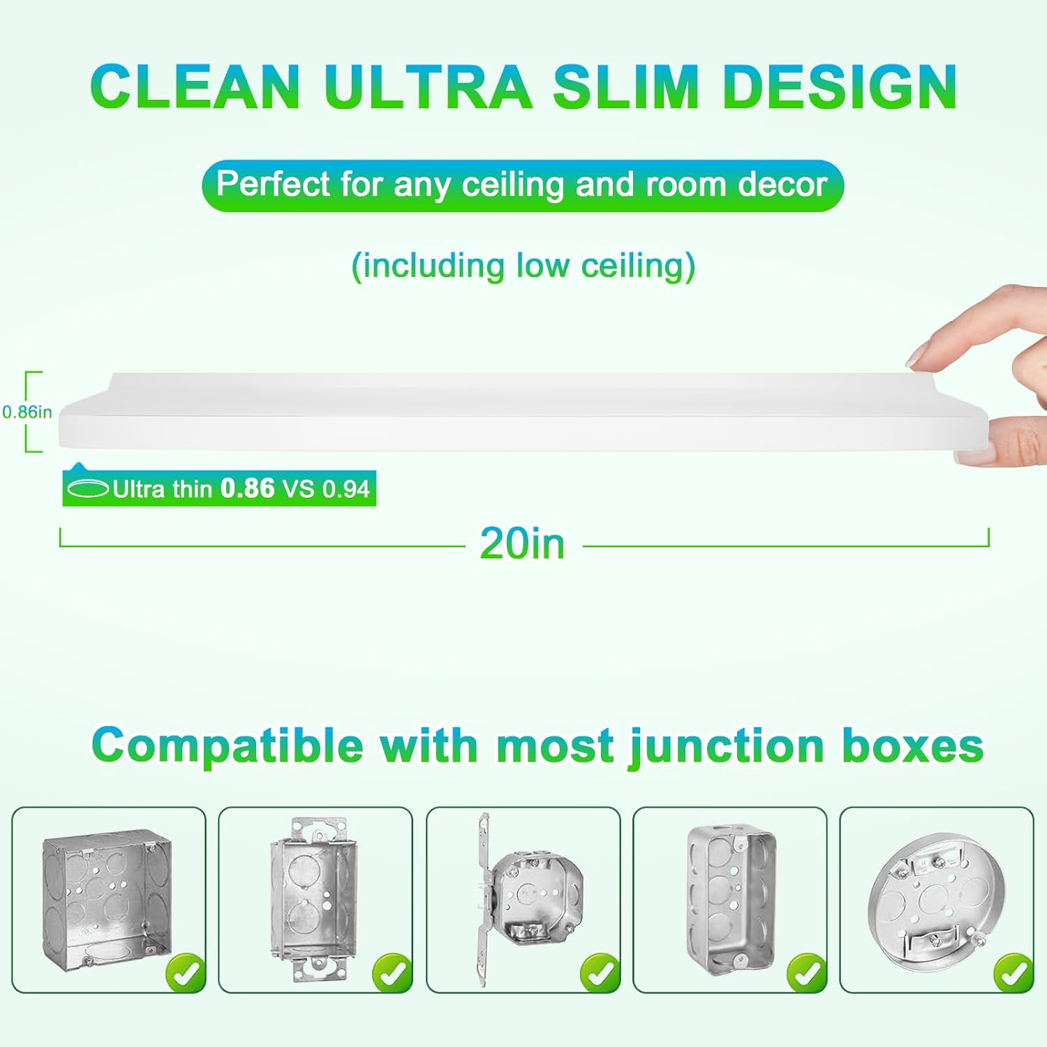 20 Inch Large LED Flush Mount Ceiling Lights, 35W 4200 LM LED Ceiling Light Fixtures, 2700K/3000K/4000K/5000K/6500K Selectable, Ultra Thin White Panel Lights for Bedroom, Kitchen, Bathroom, 1-Pack White 20 Inch-1 Pack