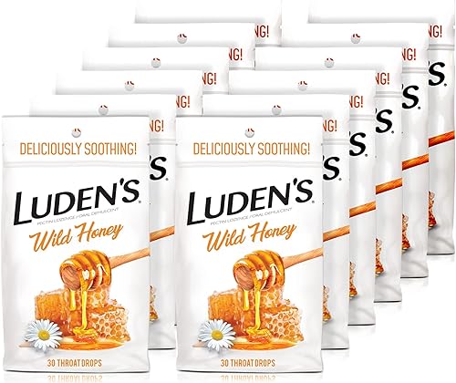 Miniatura 1 de Luden's Wild Honey - Gotas de garganta, alivio del dolor de garganta, 30 unidades, 12 paquetes