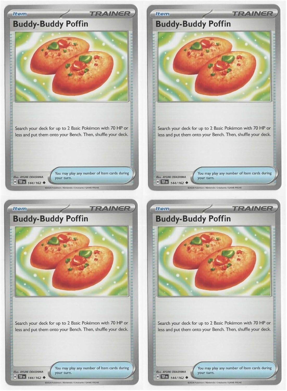 Buddy Buudy Poffin 144/162 - Temporal Forces Pokemon Trainer Card Set x4 Playset