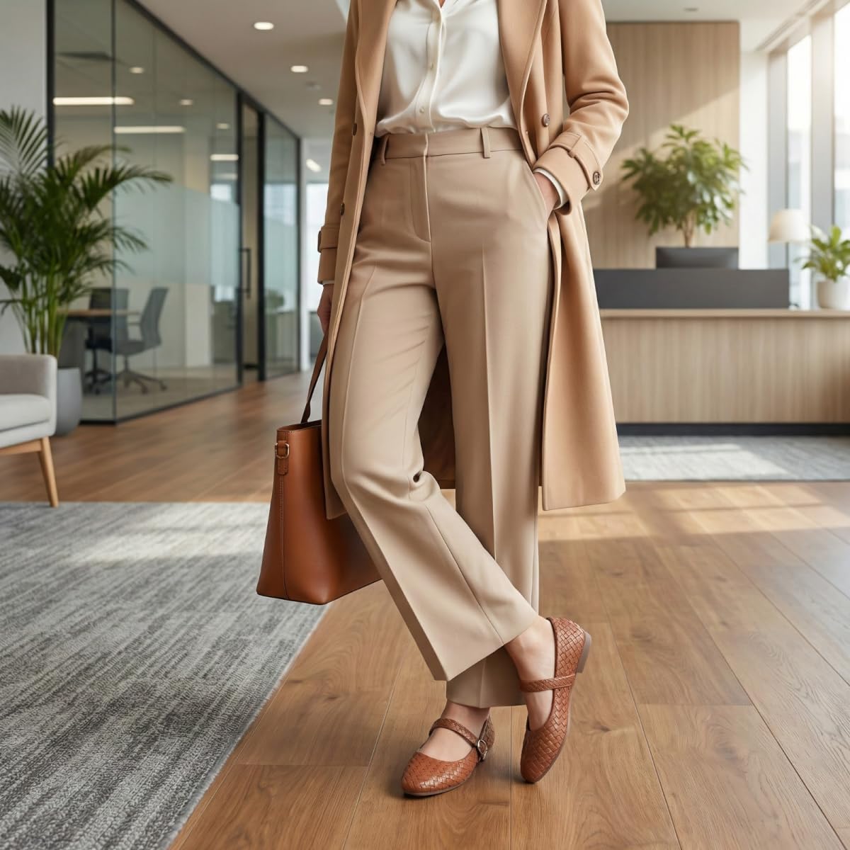 hingswink Mary Jane Shoes Women Flats Ballet Flats with Strap Square Toe Buckle MaryJanes for Women Dressy Comfortable - Image 5