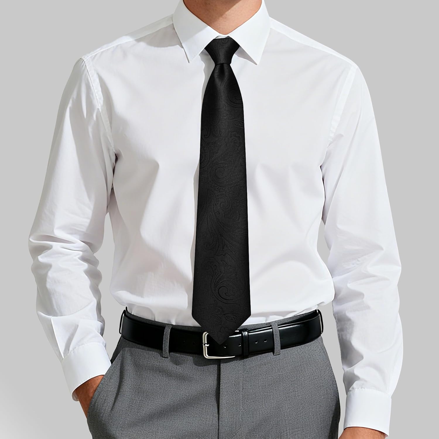 Fineknot Ties for Men, Jacquard Neck Ties, Mens Plaid Paisley Striped Tie, Classic Floral Mens Ties for Wedding Business - Image 6