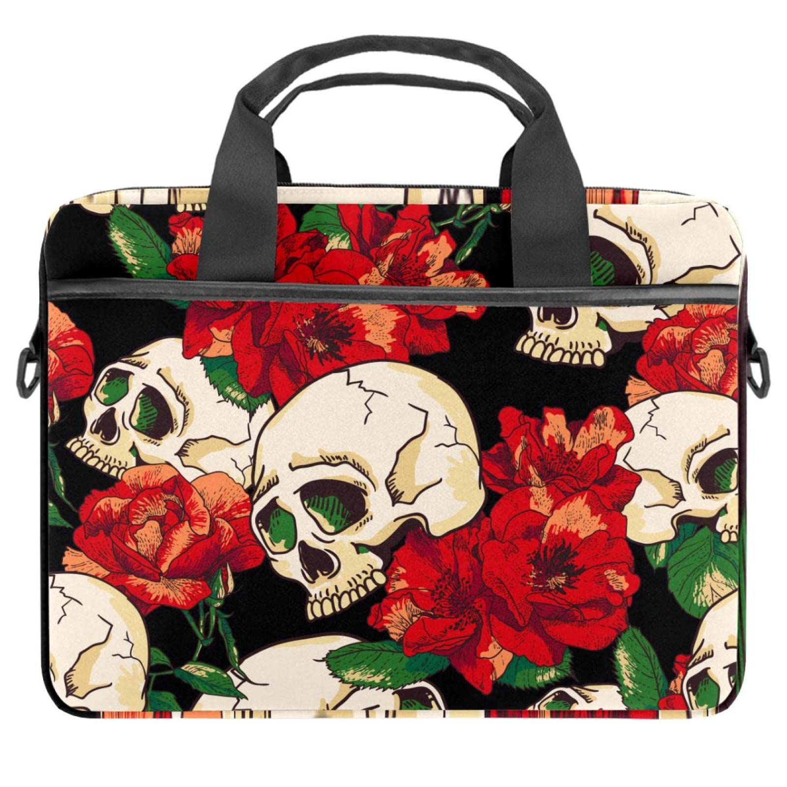 Sac ordinateur 13-14.5 pouces antichoc à bandoulière crâne fleuri protège votre PC avec style