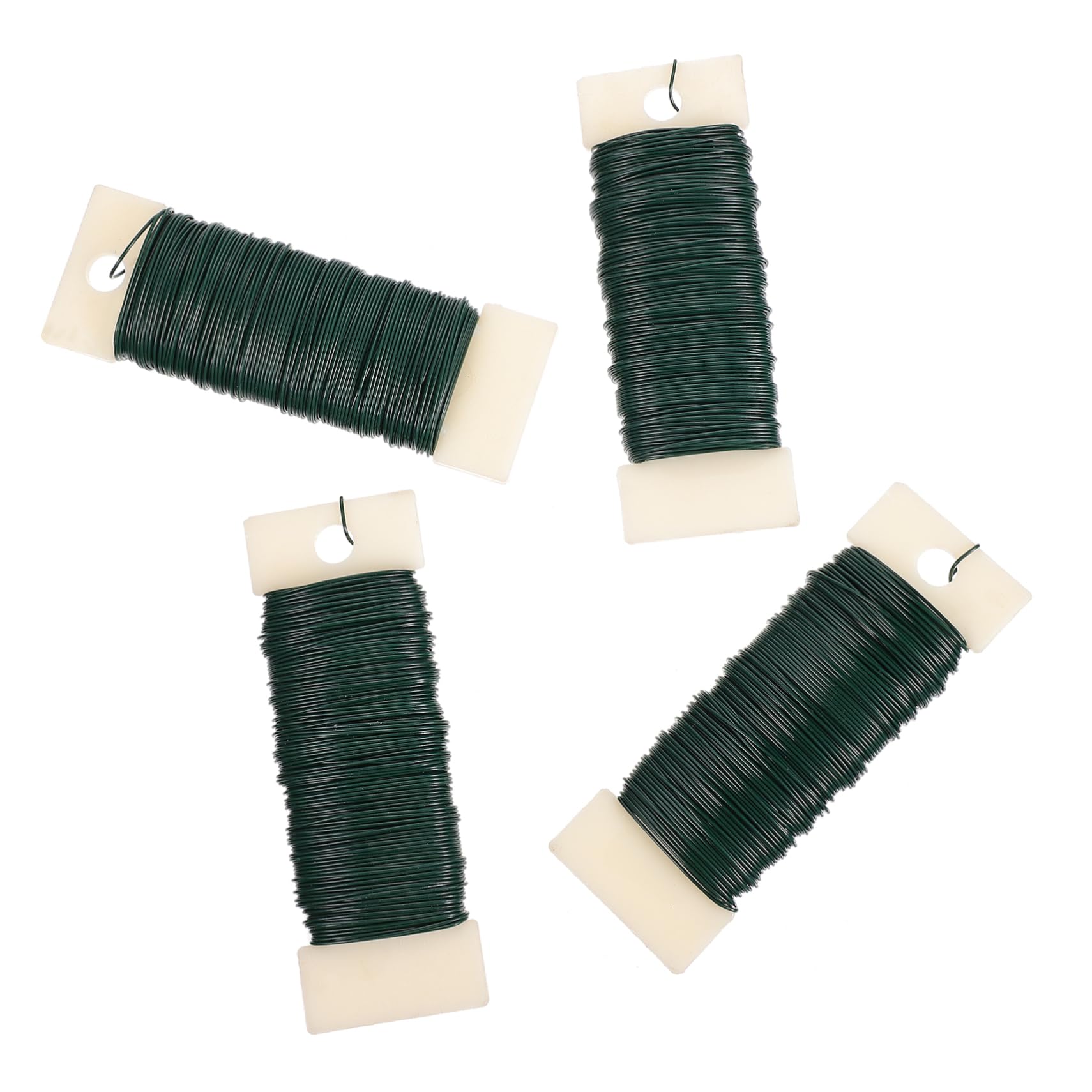 HOMSFOU 4 Rolls Flexible Floral Wrapped Wire Coated Wire for Flower Arrangements DIY Crafts and Garden Binding Easy to Cut Green Color Blends with Plants