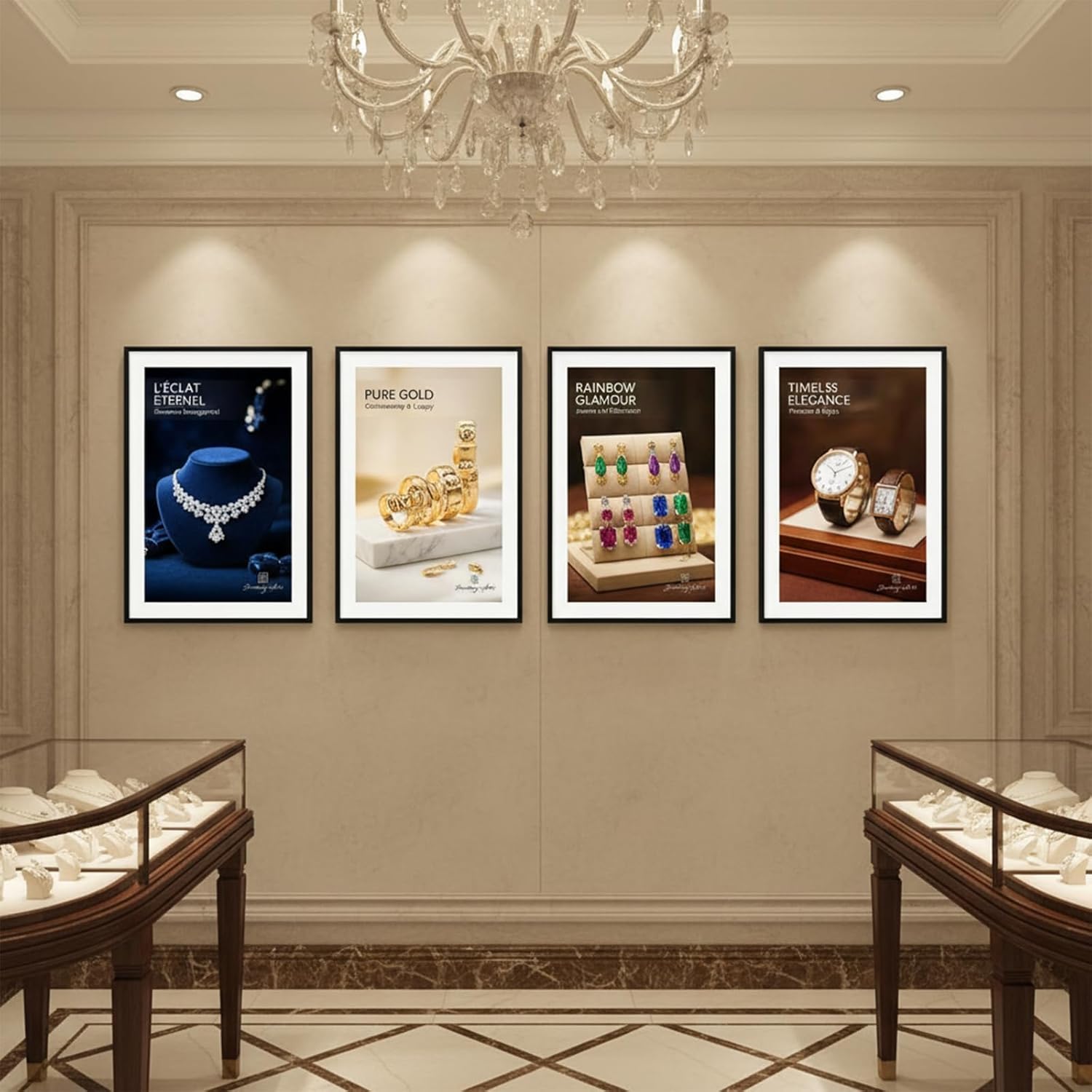 Boarding 22X34 Poster Frame 4 Pack, Scratch-Proof Picture Frames for Wall Gallery, Slide-In Strips,Photo Frame 22 by 34 for Horizontal or Vertical Wall Display, Black