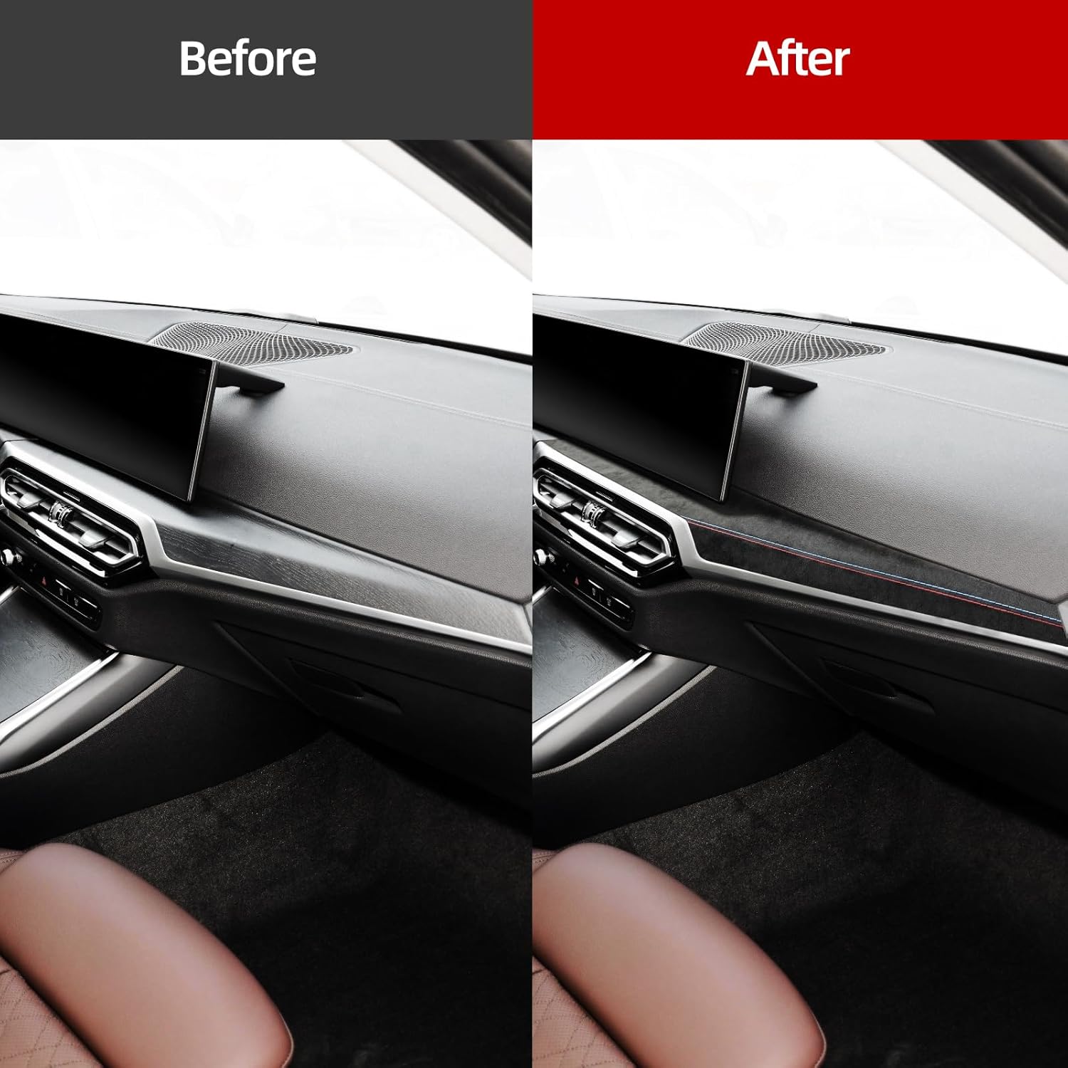 Betterhumz Car Central Instrument Dashboard Cover Trim Compatible with BMW G20 G28 G42 G23 3 4 Series 318i 320i 330i M340i 2020-2023 Car Interior Accessories for Alcantara Style B