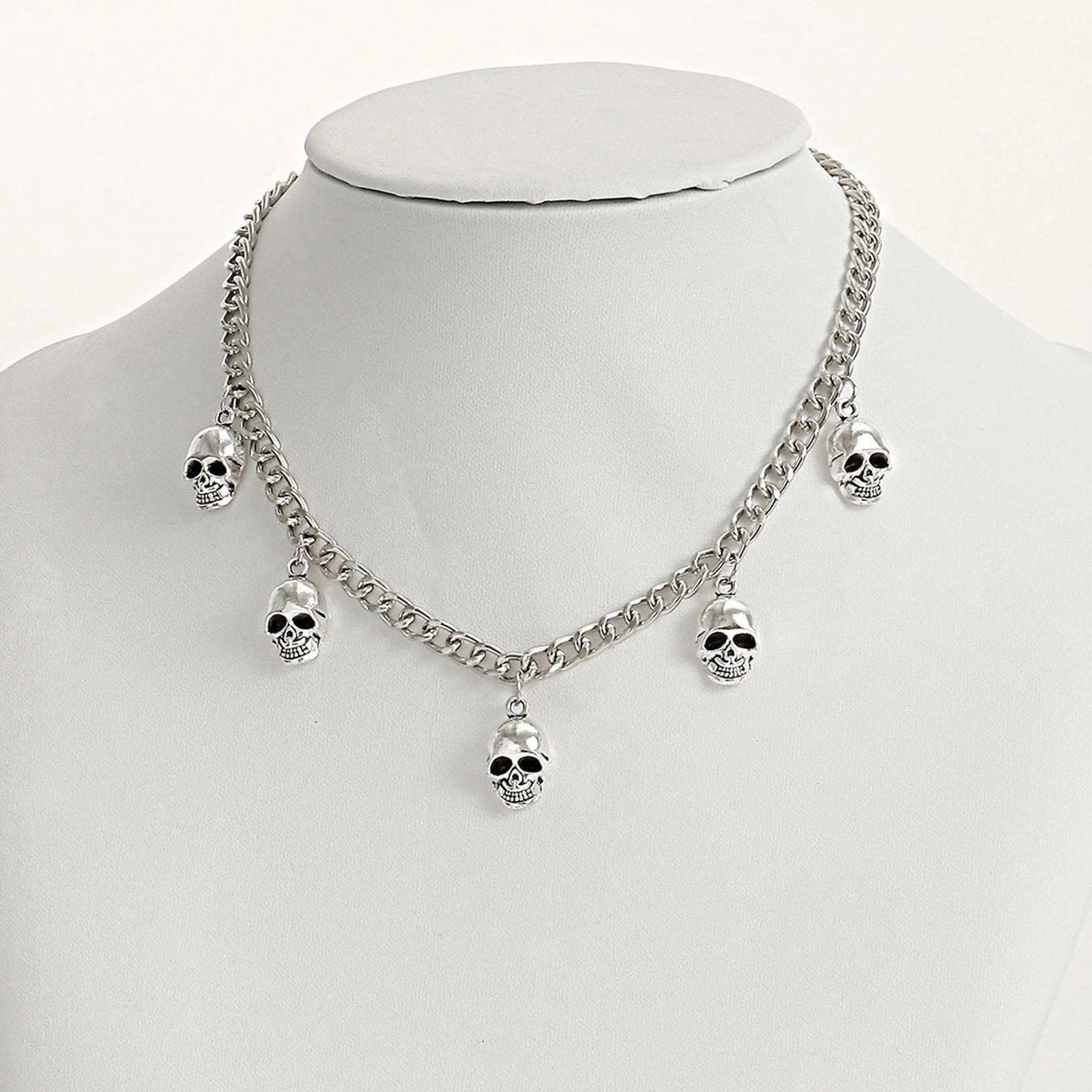 Inateannal Goth Teschio Ciondolo Collana Argento Teschio Scheletro Collana Teschio Nappa Ossea Collana Scheletro Penzolare Collana Gioielli Per Le Donne E Ragazze