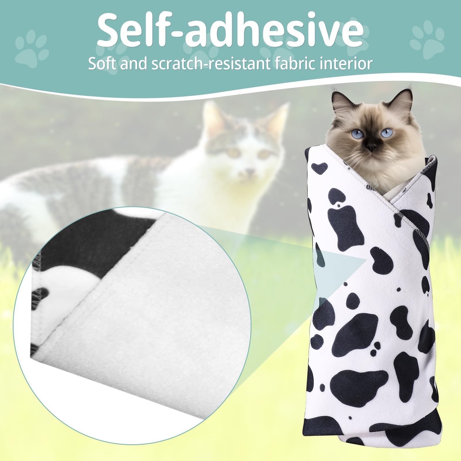 Cat Wrap for Grooming, 21.6x21.6in Soft Self-Adherent Cat Towel