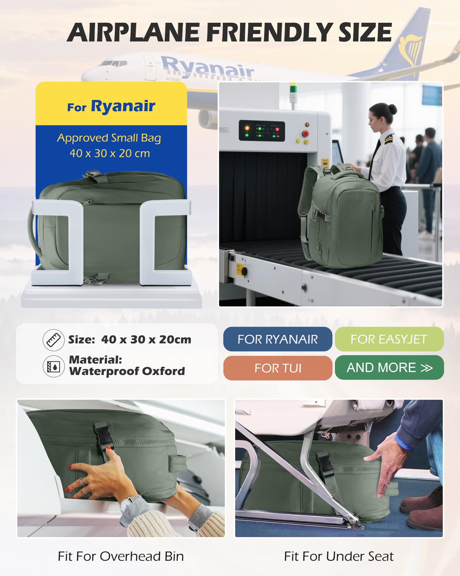 SZLX Plecak Próżniowy Bagaż Podręczny Dla Kobiet, Plecak Z Poduszką Powietrzną i Systemem Próżniowym Do Podróży, Ryanair W Rozmiarze Kabinowym Z Pompką, Wodoodporna Walizka Próżniowa Dla Mężczyzn