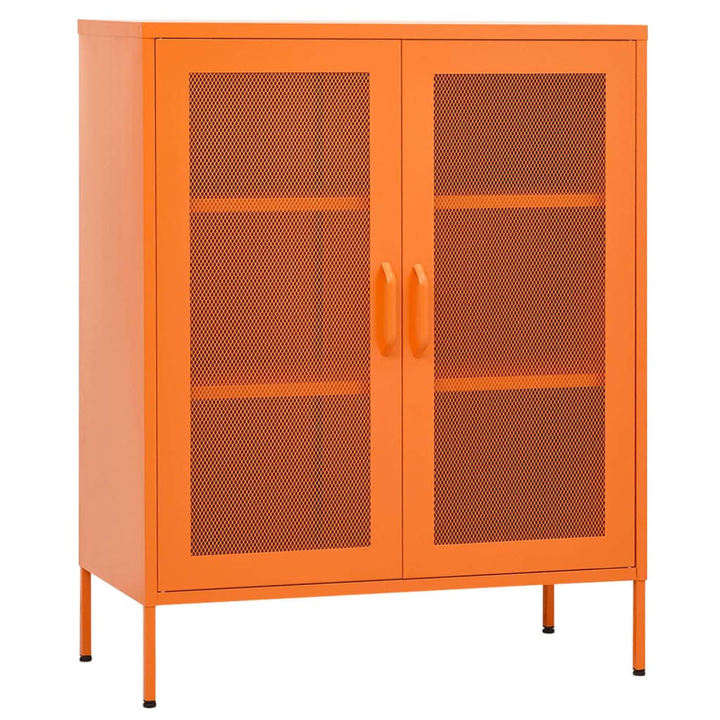 Armadio da ufficio, autoportante, in metallo, per aziende, ufficio, scuola, arancione, 80 x 35 x 101,5 cm, in acciaio (facile da montare)