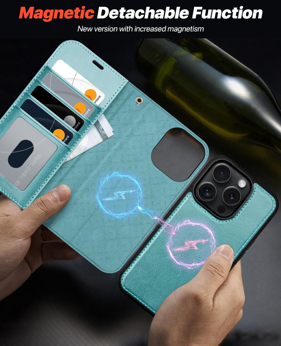 OCASE for iPhone 16 Pro Max Case, Detachable 2 in 1 PU Leather Wallet Case with RFID Blocking, Wireless Charging - Image 3