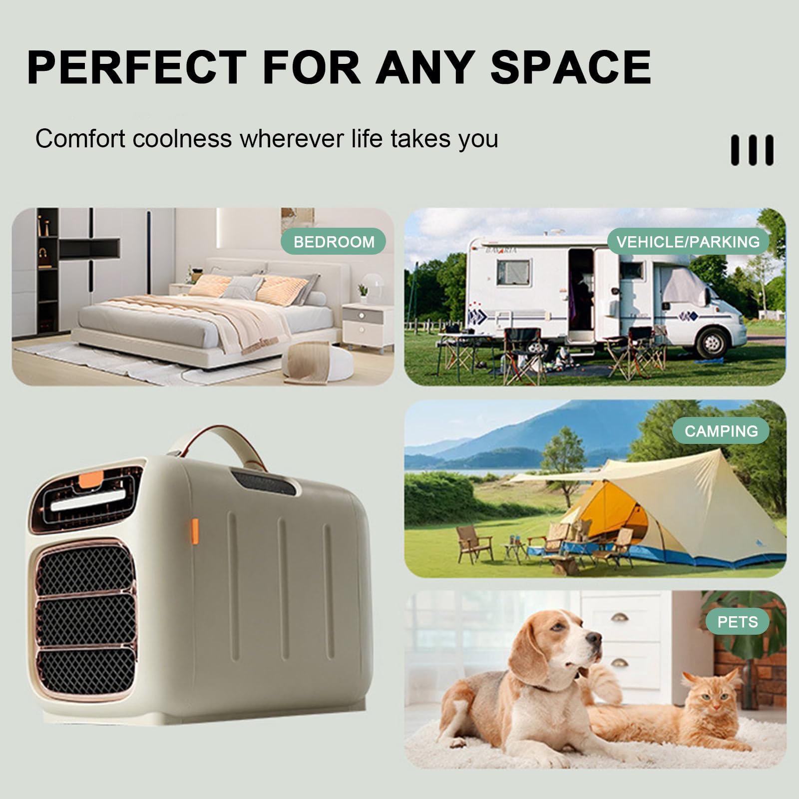 Climatizzatore Portatile, Mini Raffrescatore d'Aria Casa, Cucina Cooling-Only | Telecomando, raffredda fino a 10 m², pannello flottante, regolazione della temperatura 16-32°C