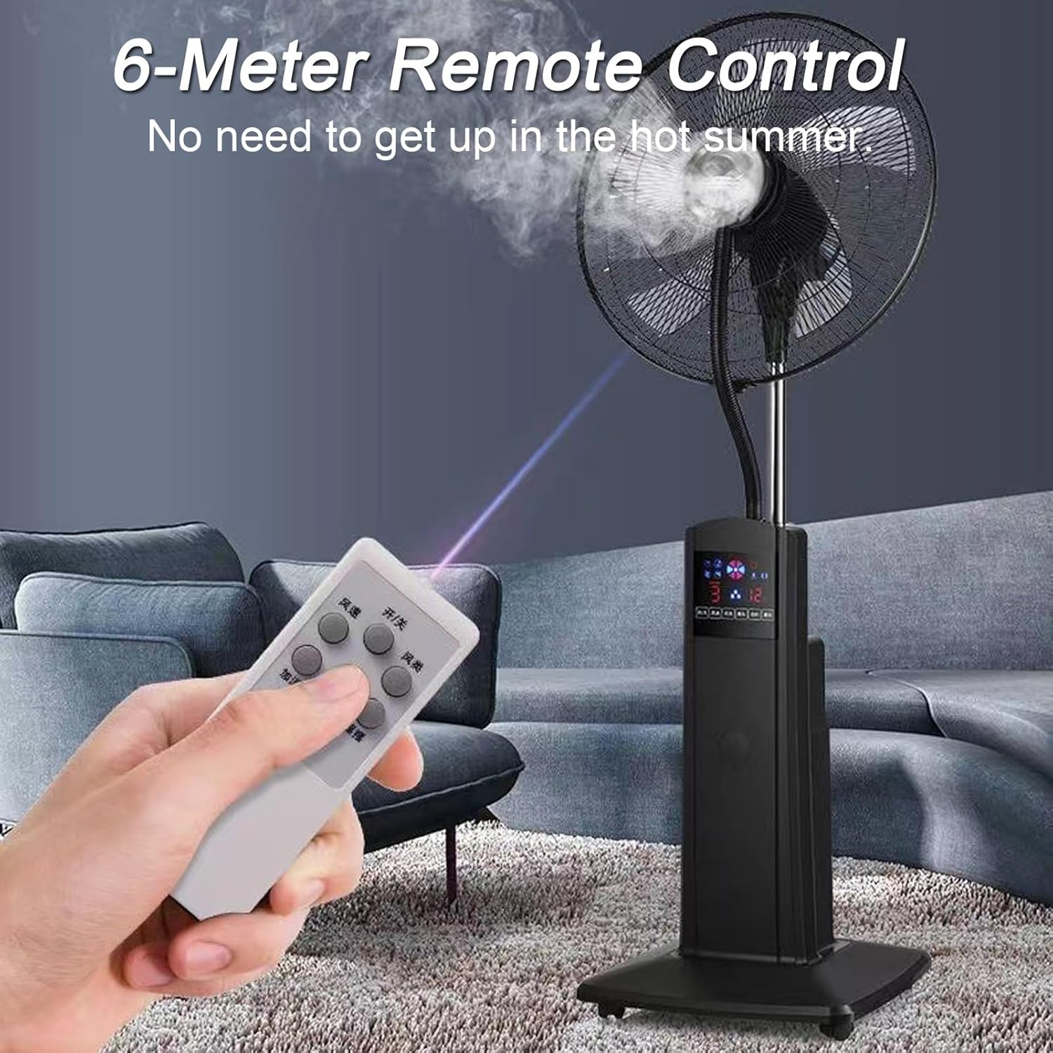 Outdoor Misting Fans for Patios, Commercial Industrial Mist Fan with Water Tank, Adjustable Height Pedestal Fan, Spray Fan for Backyards, Patios and More, Super Strong Wind(Gold,43cm/17in)