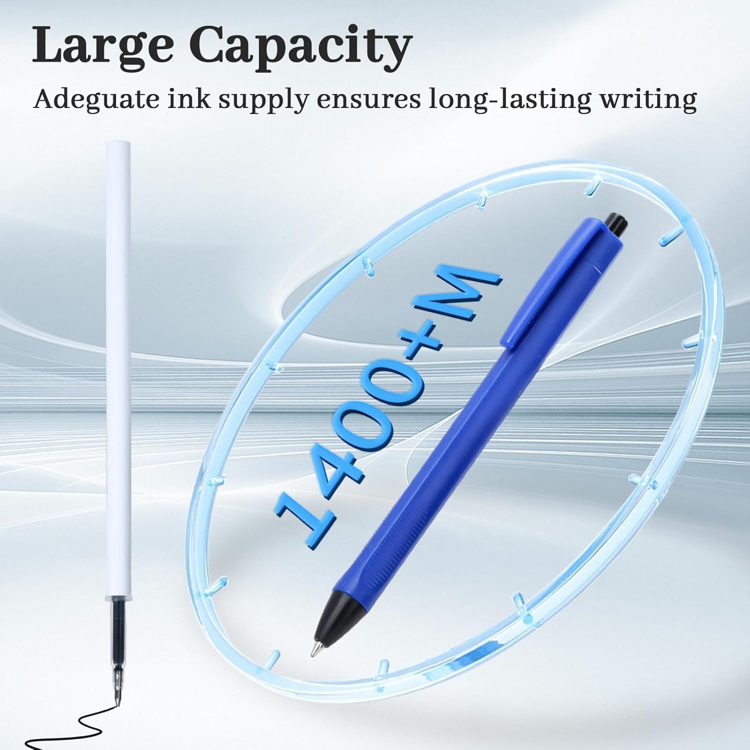 100 Pcs blue Gel Ink Pen, Retractable gel pen 1.00mm black ink Smooth Writing No-Smear, comfortable grip, quick-drying oil-based ink, suitable for student，schools, and notebooks ect.