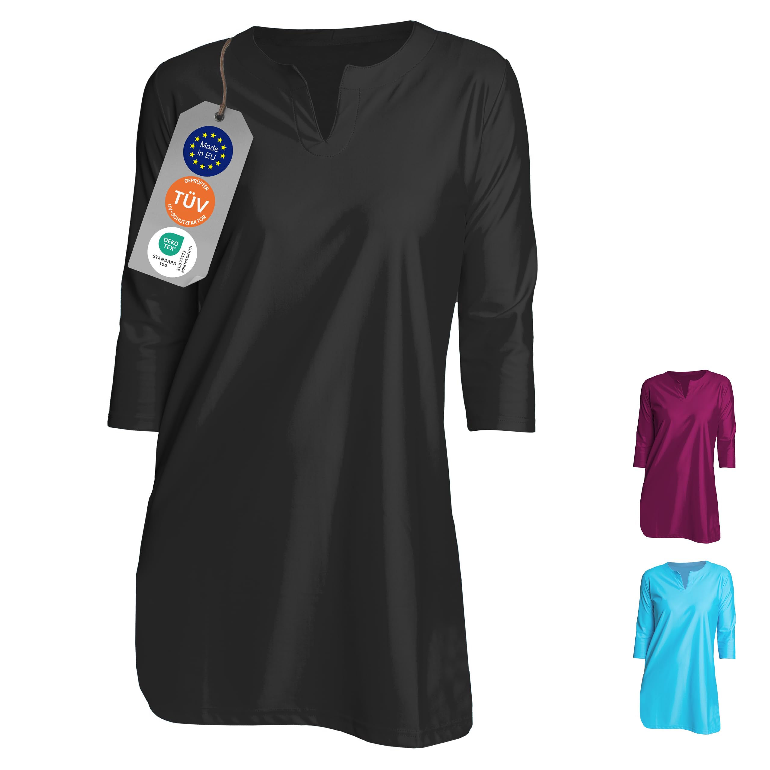 iQ-UV Strandkleid für Damen – Leichtes Sommerkleid für Damen mit UPF 50+ Sonnenschutz – Luftige Strandtunika perfekt als Bikini Cover Up – Stylisches Beach Dress für Sommer und Urlaub