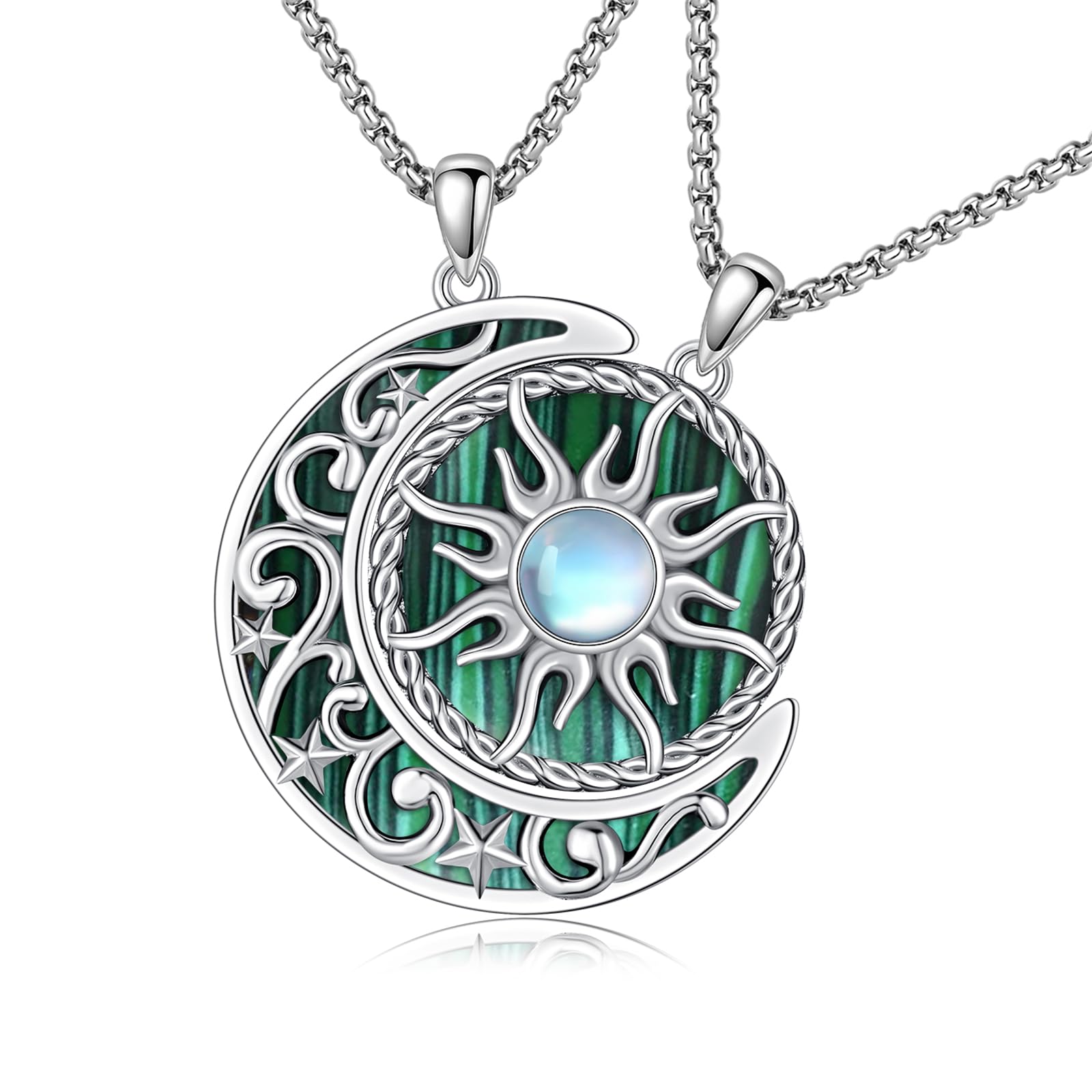 REDSUN Yin Yang Halskette Sterling Silber Sonne Mond Kette Elefant Anhänger für Paar BFF Kette 2 Stück Schmuck Geschenke für Damen Herren Couple Tochter