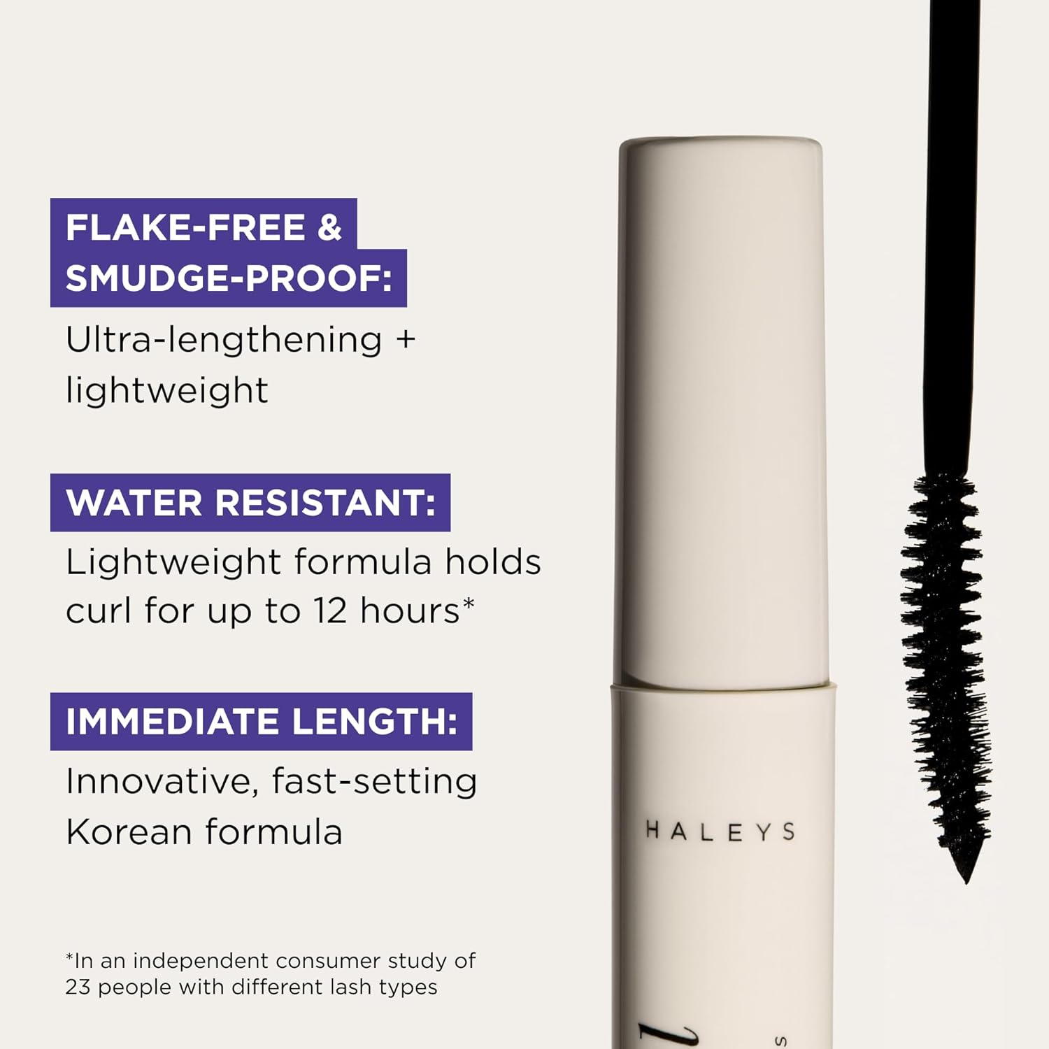 HALEYS Re-veal Lash Extension Mascara – Lengthening, Curling, Defining Black Mascara for Short and Straight Lashes – Smudge Proof, Non-Clumping, No-Flake Formula for Fuller, Longer Lashes