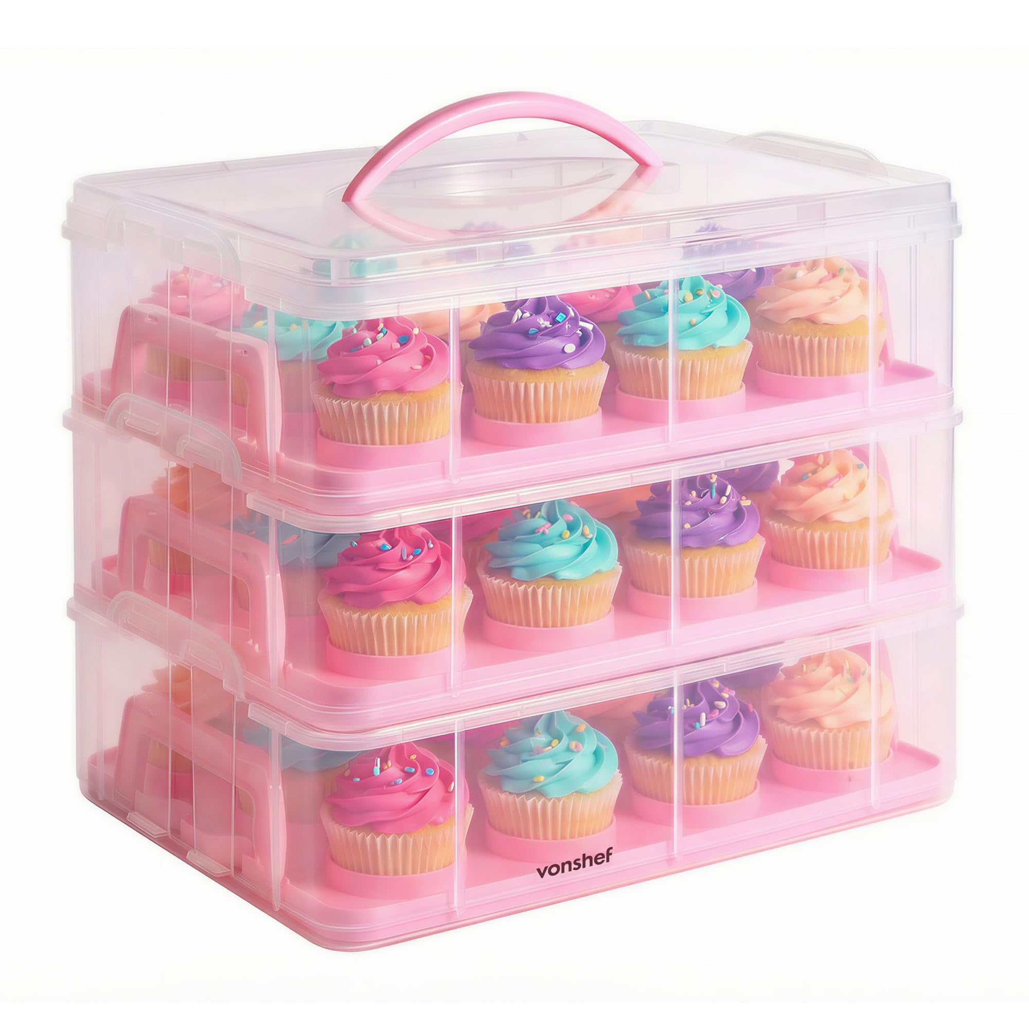 Lot De 3 Boîtes De Transport à Gâteau Novaliv – Rondes, Isothermes, Avec Compartiment Muffins