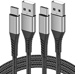USB A à USB C Câble 2ft, 2 Boîte tressée USB Câble de type C cordon de charge rapide, 2 ft USB à USB-C Câble pour voiture iPhone 15 16 17 Pro Max, iPad Air Pro, Samsung Galaxy S24 S23 Ultra, USBA à USBC câble