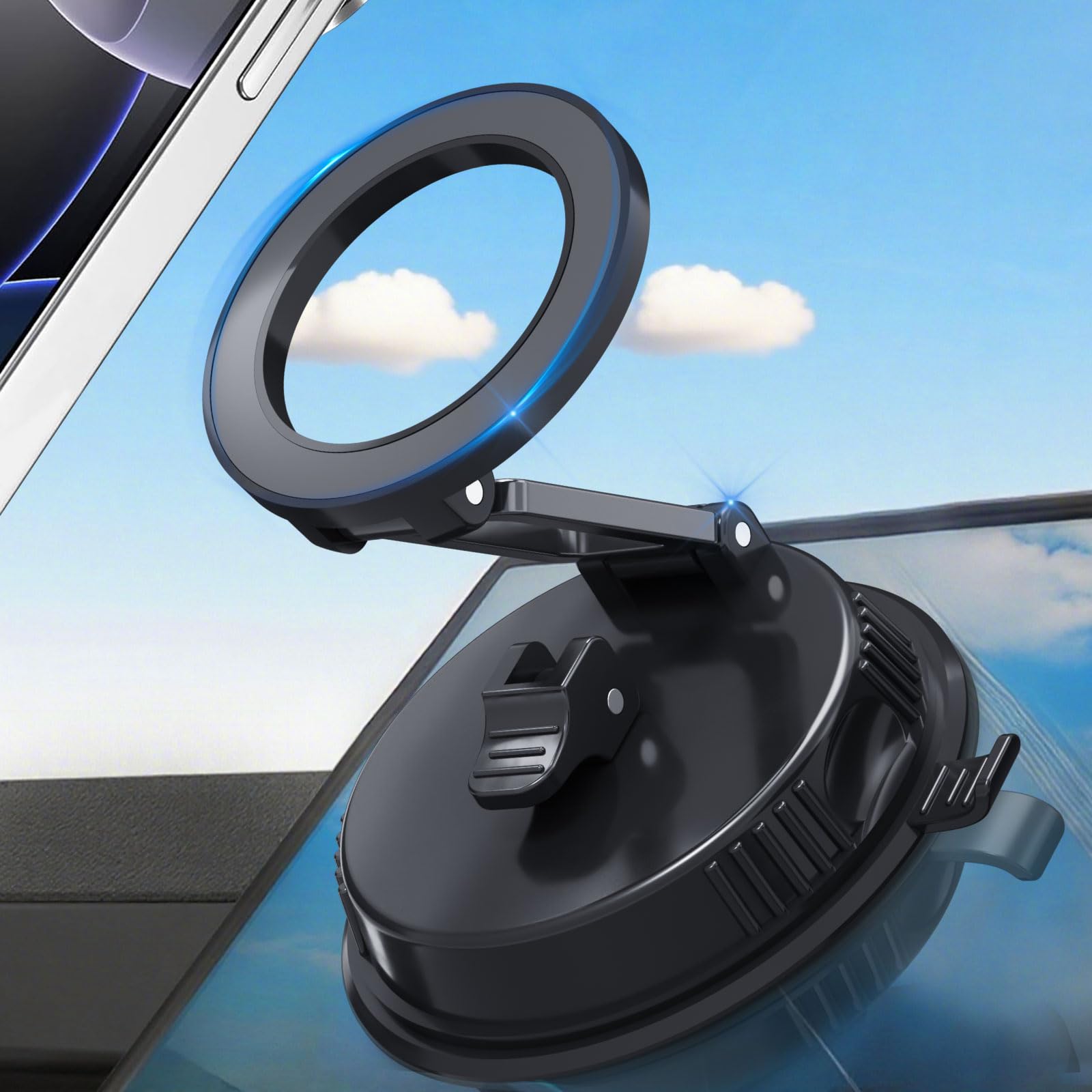 DEERLAMN Car Phone Holder for Magsafe 78 LBS Strongest Suction 2500gf Strongest Magnetic Vacuum Cellphone Mount for Car