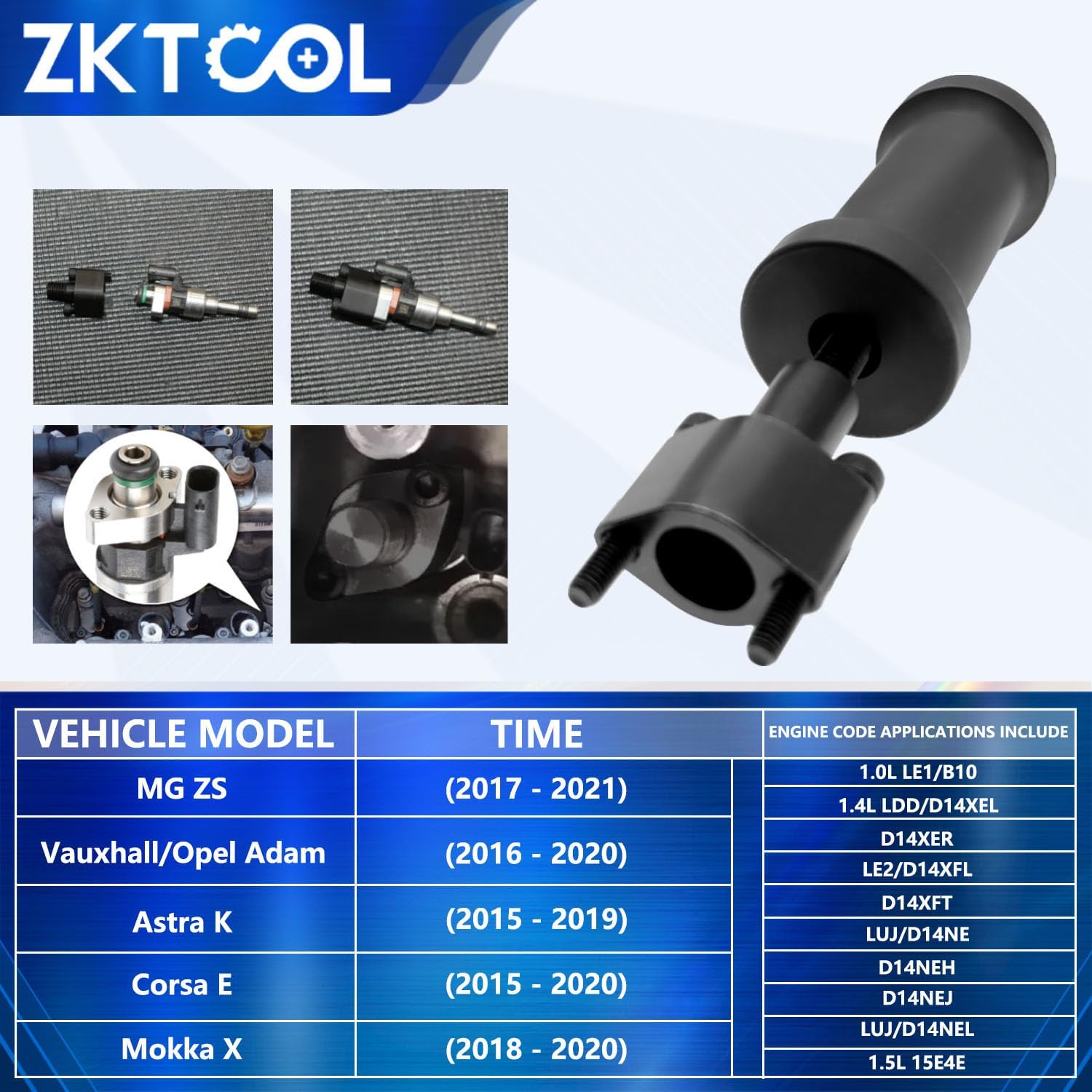 ZKTOOL Fuel Injector Puller Removal Tool - Compatible with GM, Buick, Vauxhall, Opel & MG Direct 1.0L, 1.4L, 1.5L Injection Petrol, OEM TEN00140