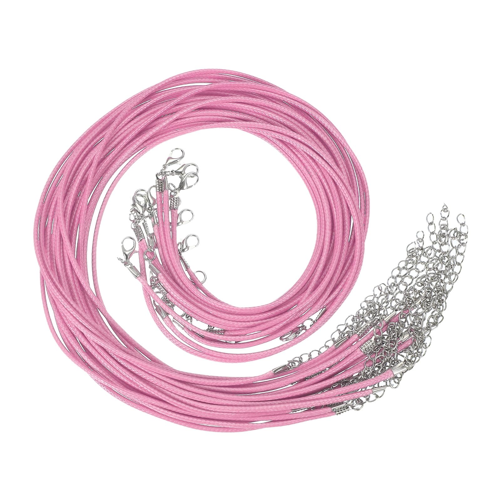 PATIKIL 16"x0.08" Necklace Cord, 20 Pcs Waxed Leather Necklace String Rope Bulk with Clasp for Jewelry Making Supplies Beading Supplies Pendants Bracelet Chains, Light Pink โ image 1