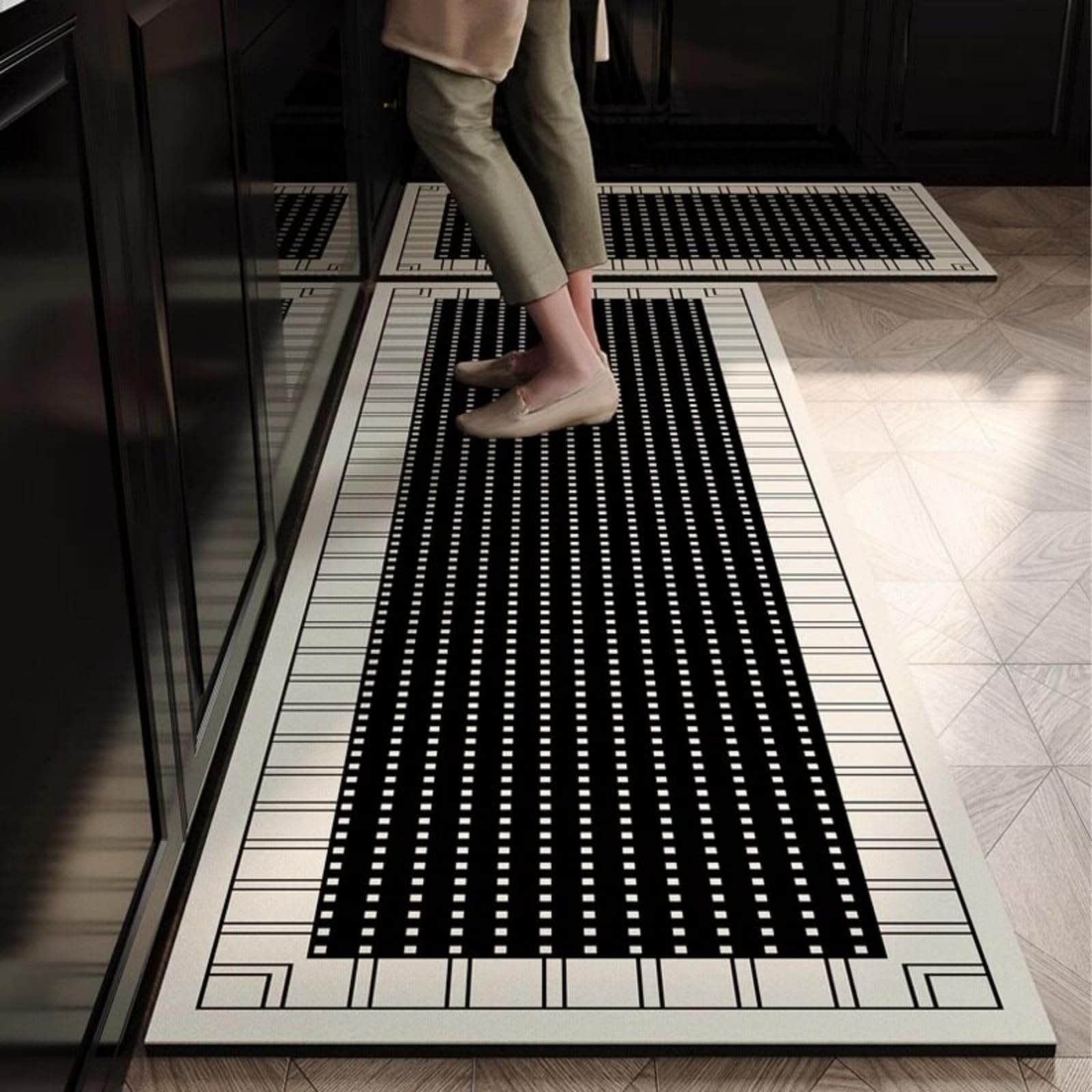 Alfombra de PVC antideslizante y resistente al aceite de 40x60 cm con diseño de puntos blancos