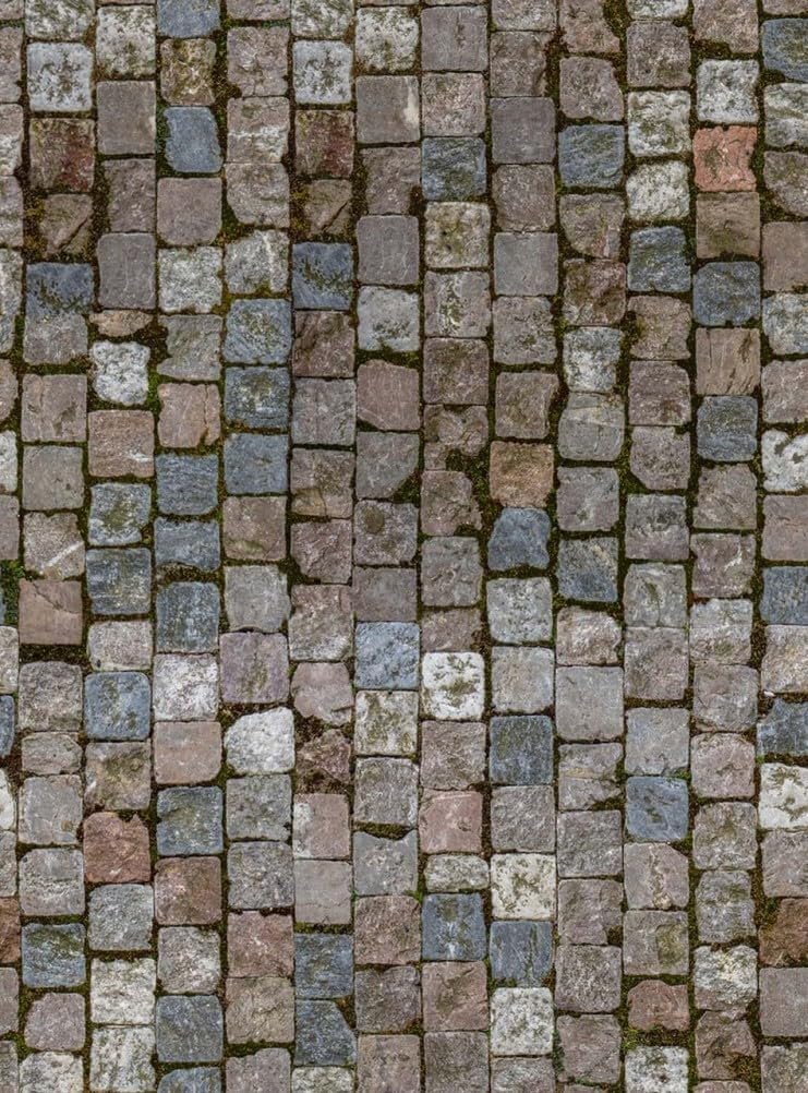 Grey Blue Brown Outdoor Rug 9x12 Modern Farmhouse Irregular Stone Print Waterproof Thin Low Pile Floor Mat for Balcony Deck Porch Patio Backyard Garden Camping Reversible Indoor Outside Carpet