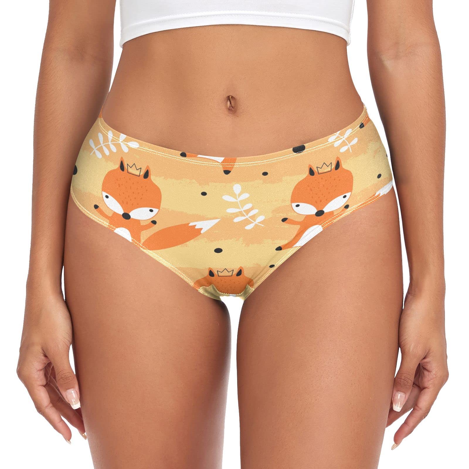 Linomo Womens Underwear Cute Animal Fox Briefs Hipster Panties for Women Girls Multicolor
