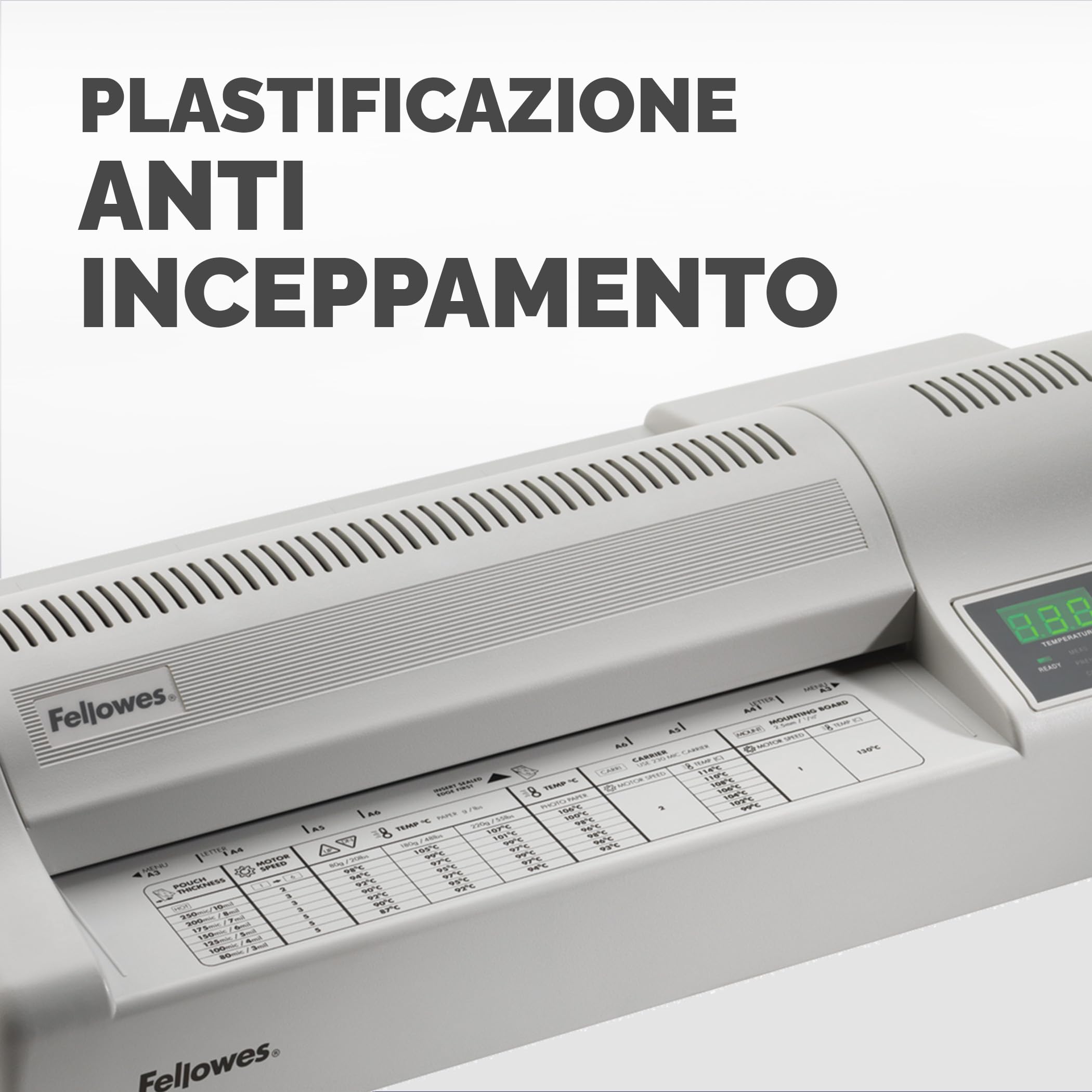 Fellowes 5709001 Plastificatrice Proteus A3, 95 cm/min, 6 Rulli, Plastifica a Freddo