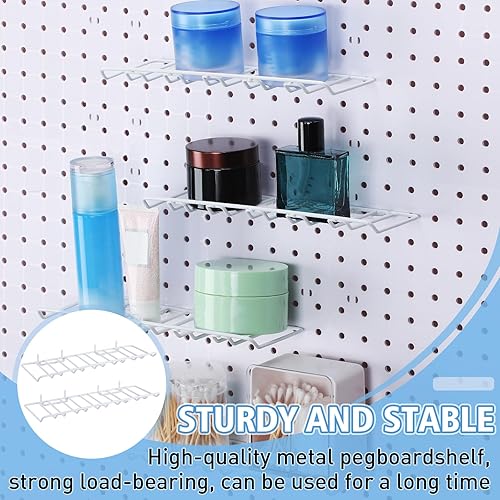 Miniatura 2 de 4 estantes de metal para tablero de clavijas, ganchos blancos para tablero de clavijas, accesorios para tablero de clavijas, organizador para
