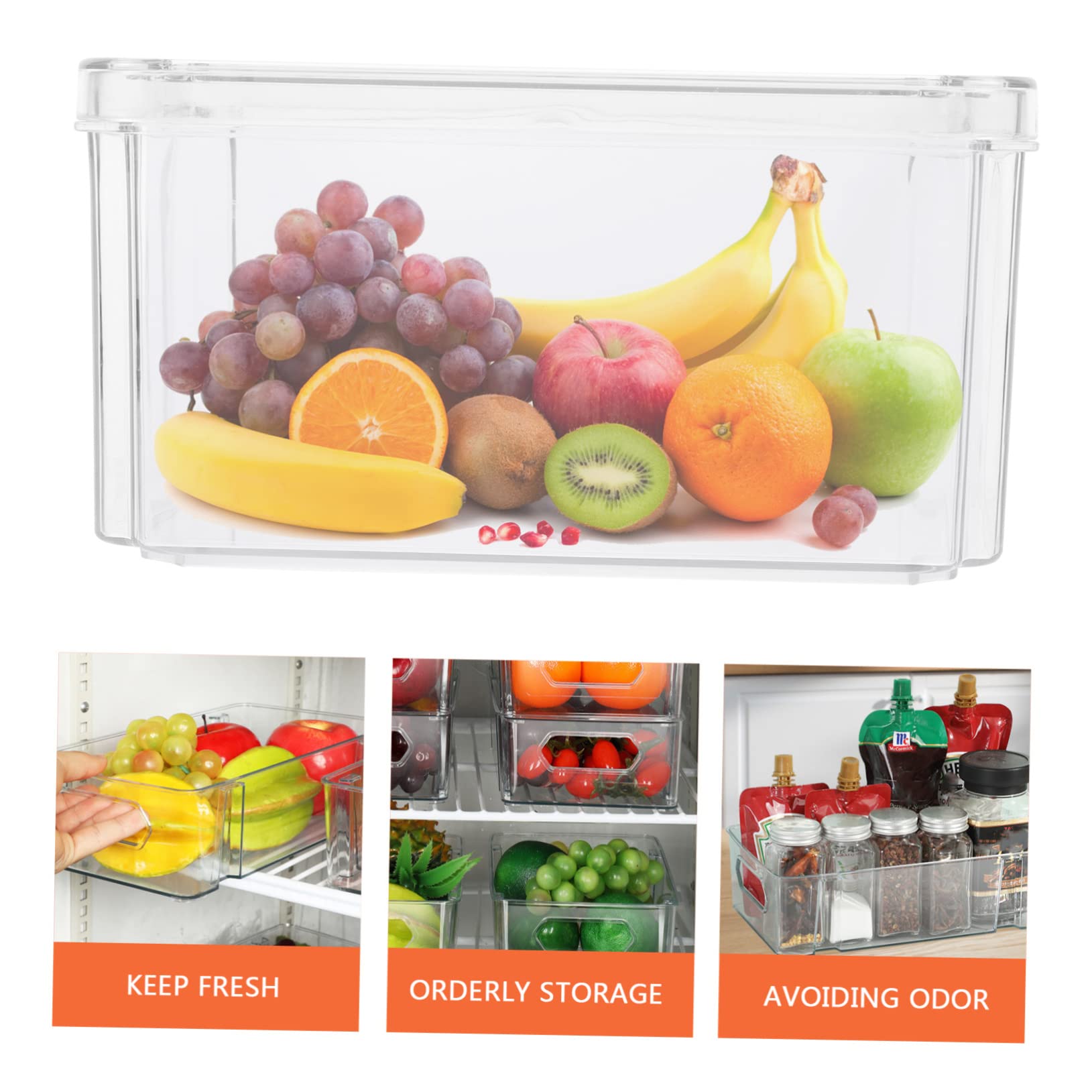 Gatuida 3 Recipientes de Almacenamiento de Pet para Frigorífico, Tapa Abatible, Gran Capacidad, Fáciles de Limpiar, para Fruta y Queso en Cocina