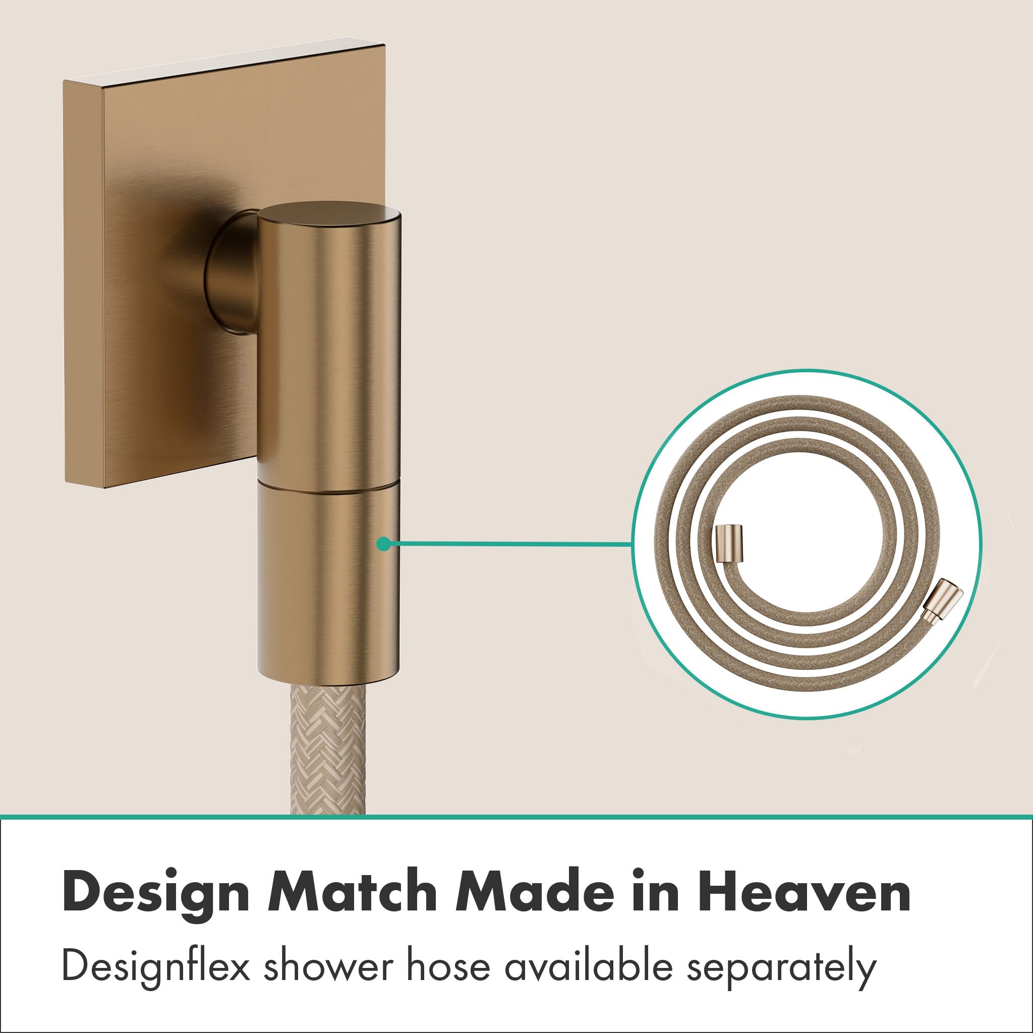 hansgrohe FixFit Fine E - Coude de raccordement douche, Raccord de tuyau avec clapet anti-retour, Coude de raccordement mural universel, Bronze brossé, 28883140