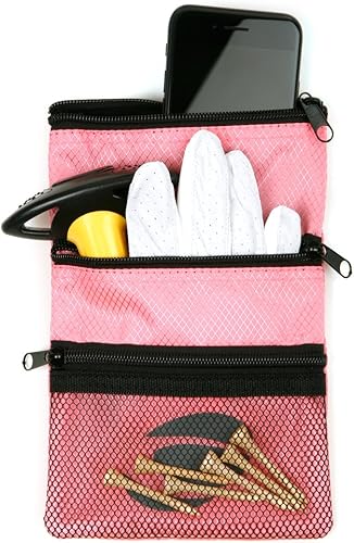 Vista 21 de Orlimar Bolsa de accesorios de golf desmontable, 3 bolsillos con cremallera para objetos de valor y accesorios de golf, se engancha a tu bolsa
