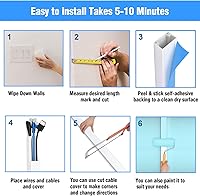 Vista 7 de Ocultador de cables, cubierta de cable de 62.8 pulgadas, cubiertas de cable para cables en la pared, cubiertas de alambre para cables, ocultadores