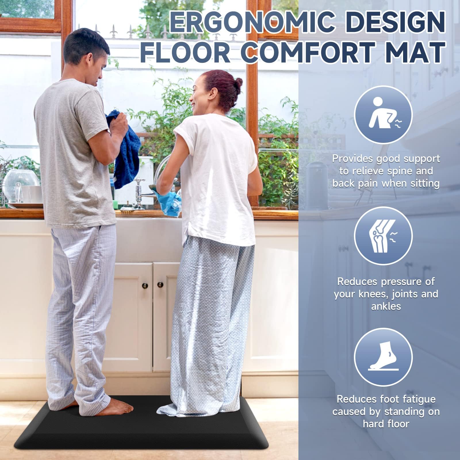4/5 Inch Thick Kitchen Mats for Floor, StepRite Kitchen Rug for Standing — Amazon image 6