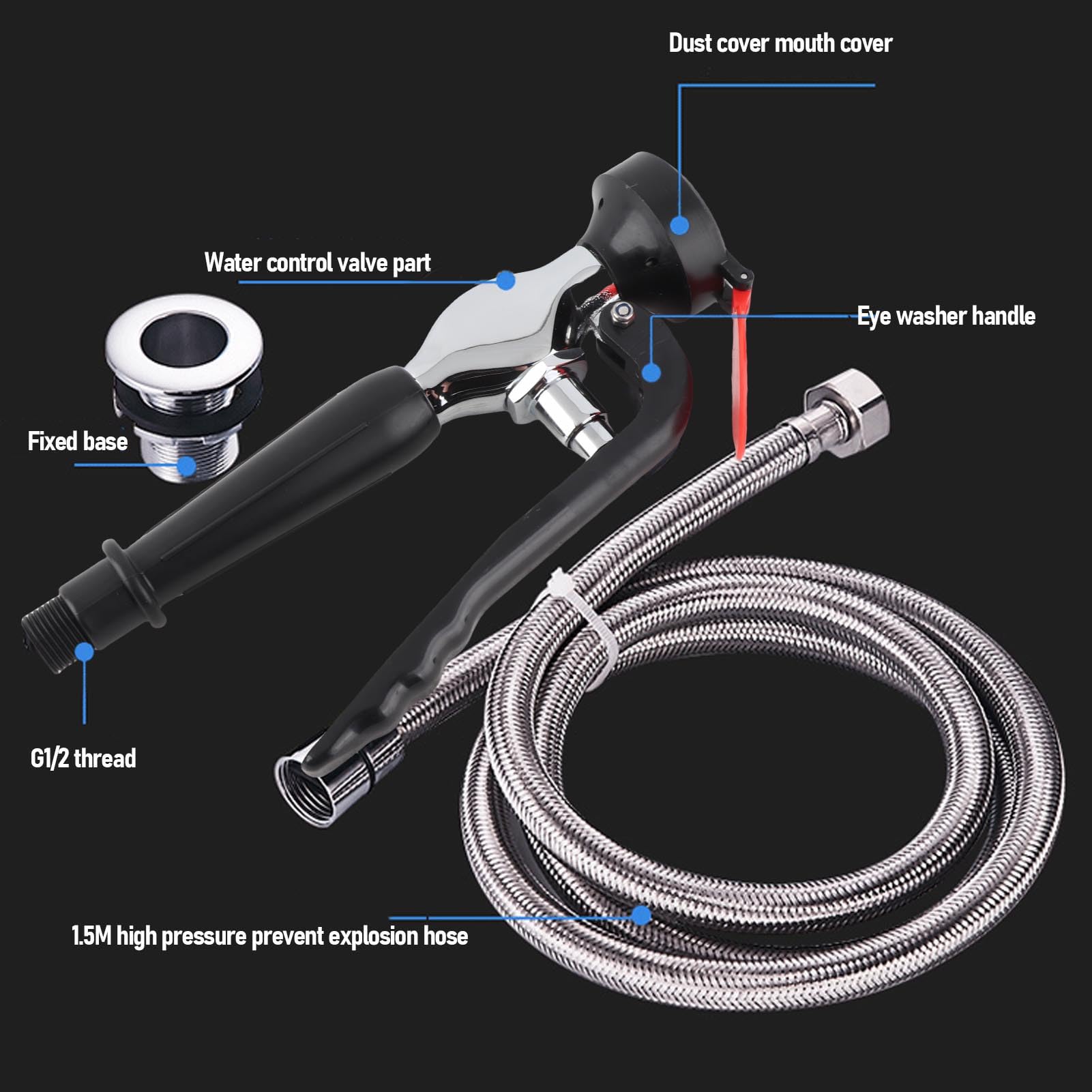 Generic Unidad de Lavado de Ojos de Emergencia, Portátil, de una Sola Boca, Material Fuerte, Flujo de Agua Suave para Laboratorio, Encimera, Lavaojos de Primeros Auxilios, para Sitio de la Industria