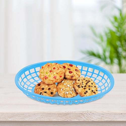 Miniatura 7 de DOITOOL 12 cestas redondas de alimentos de plástico para servir bocadillos para comida rápida, hamburguesas, papas fritas, aperitivos KTV,