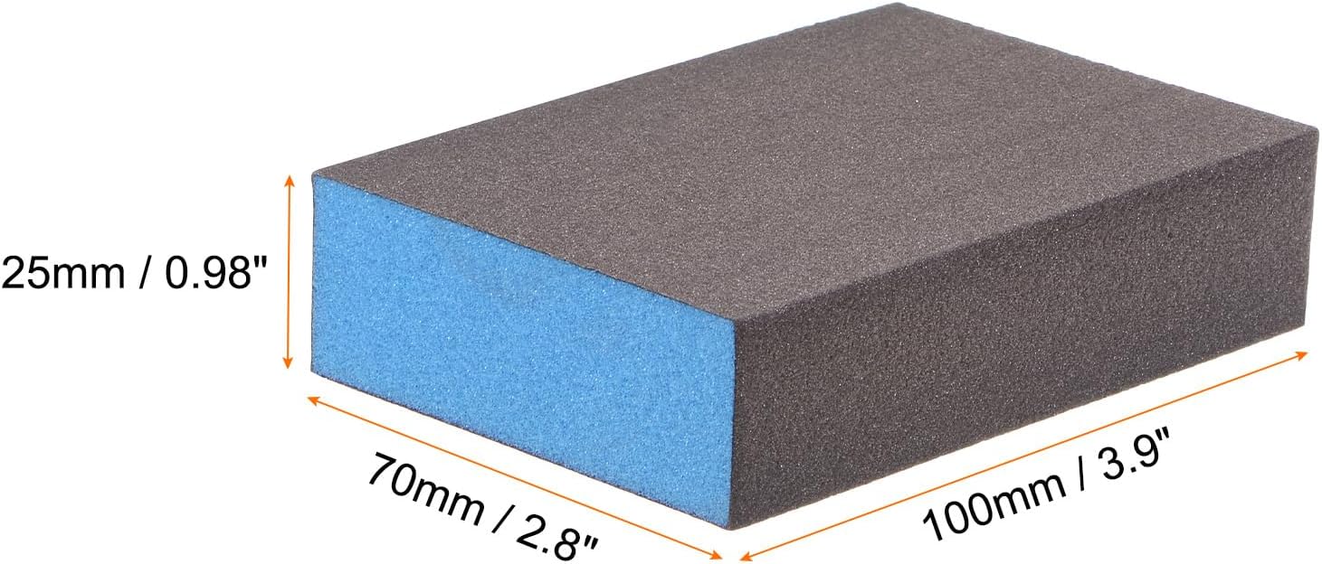 HARFINGTON 4pcs Sanding Sponge Blocks #280 (2000-2500 Grits) Wet/Dry Hand Sanding Sponges, 100x70x25mm Foam Sanding Block Pad for Polishing Kitchen Metal Wood Drywall Furniture, Brown&Blue