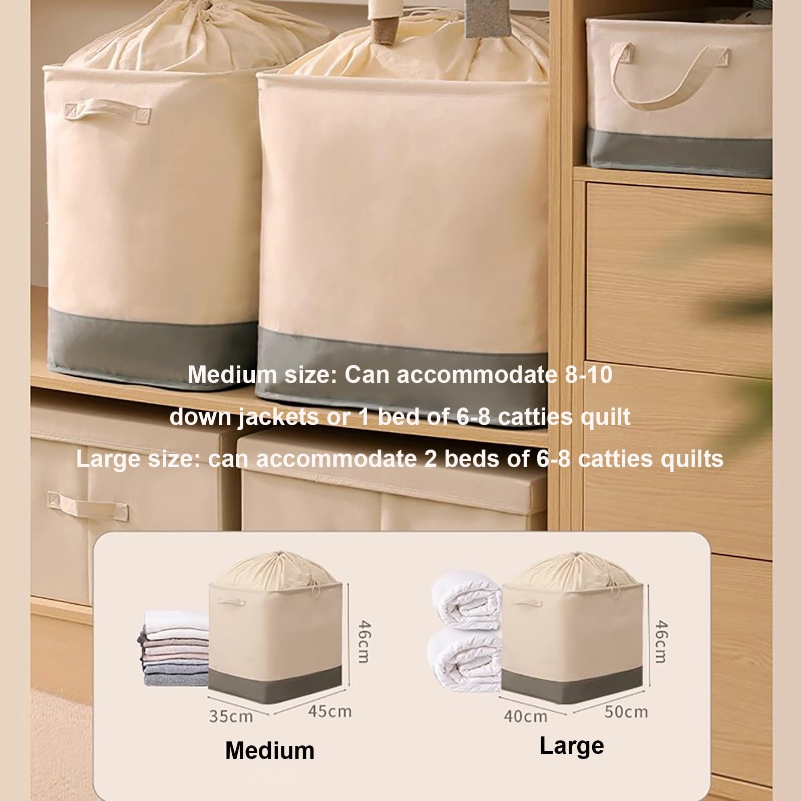 DOSSAE Bolsa Impermeable Extra Grande,Bolsa de Transporte y Mudanza,Bolsa de Almacenamiento de Ropa Plegable,Caja Almacenaje Ropa con Asa Reforzada y Cremallera Robusta. (Size : 50x40x46cm)