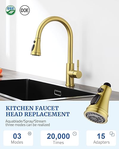 Vista 13 de Cabezal rociador de repuesto para grifo de cocina, con 15 adaptadores, rociador de grifo extraíble con boquilla de 3 funciones, bronce aceitado