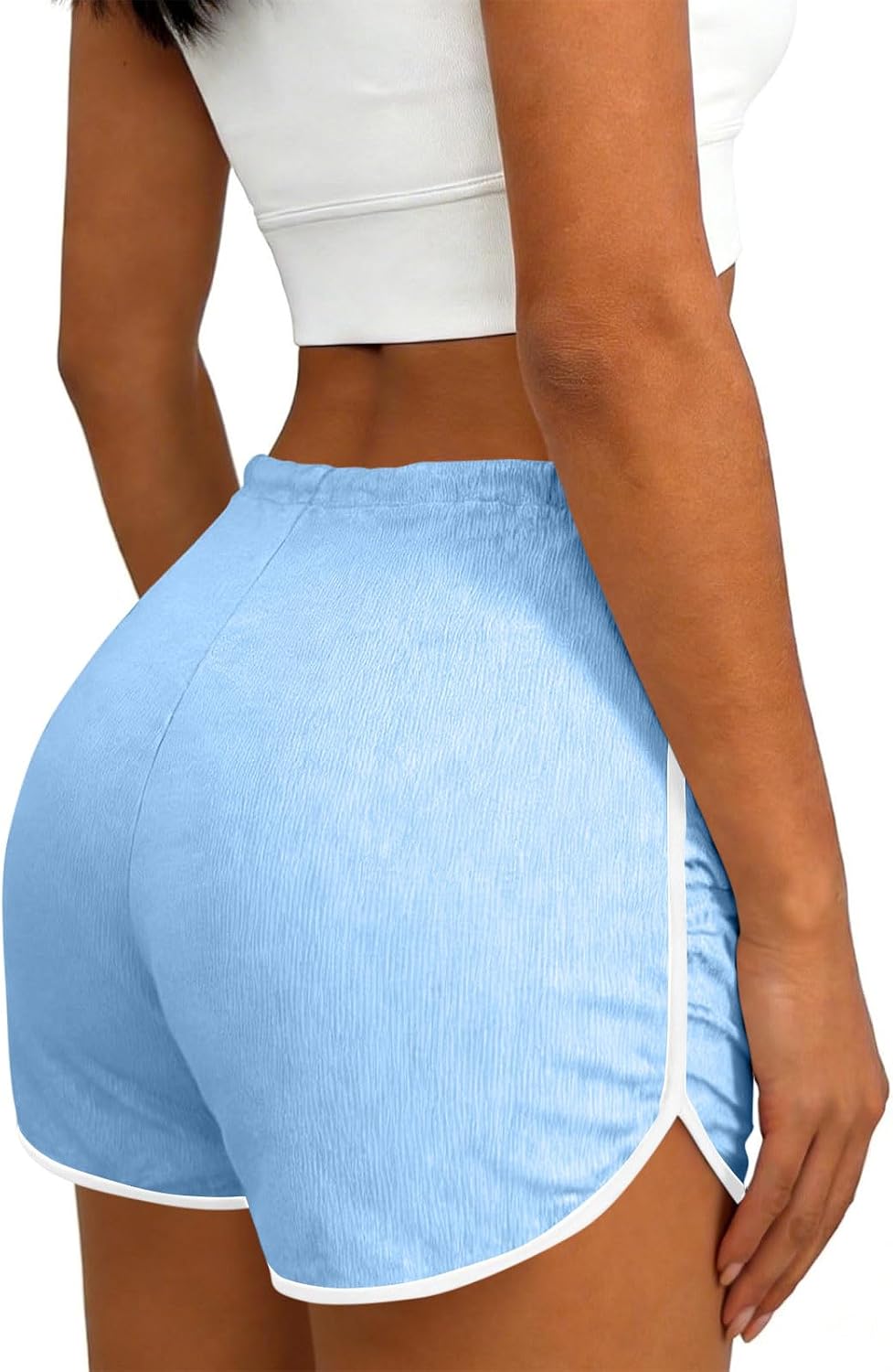 Women's Athletic Shorts Drawstring High Elastic Waisted Running Sport Shorts Summer Workout Gym Color Block Clothes