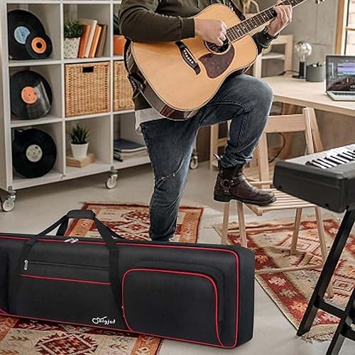 Miniatura 8 de Funda suave para teclado de 88 teclas (interior 53.5 x 13.8 x 6.8 pulgadas), funda acolchada para piano con asas y correas ajustables para el