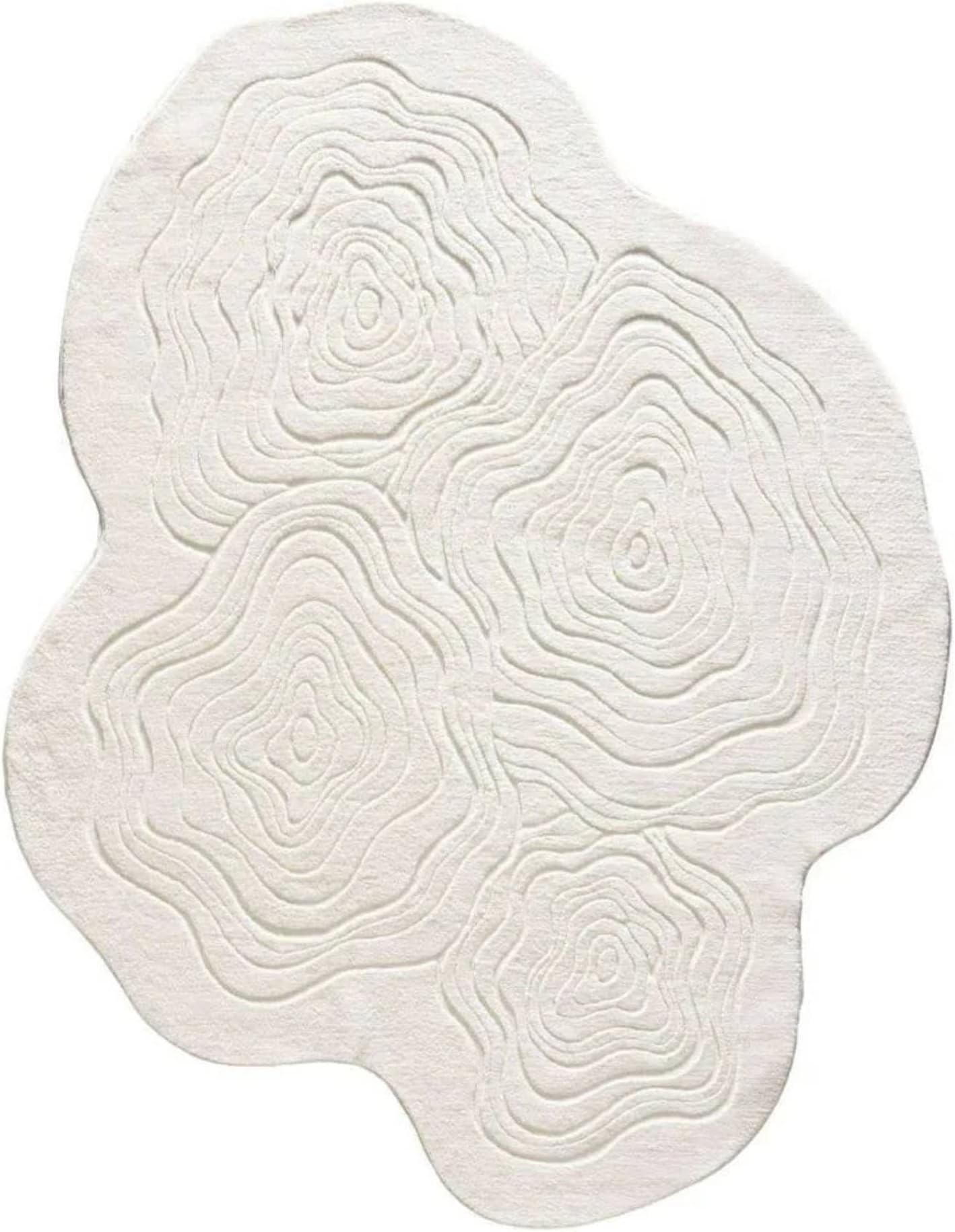 Crafted with Care: Premium Hand-Made Wool Carpets Irregular ShapedHand - Tufted Area Rugs for Your Living Room White Color Size 3X5 feet (90X150cm)