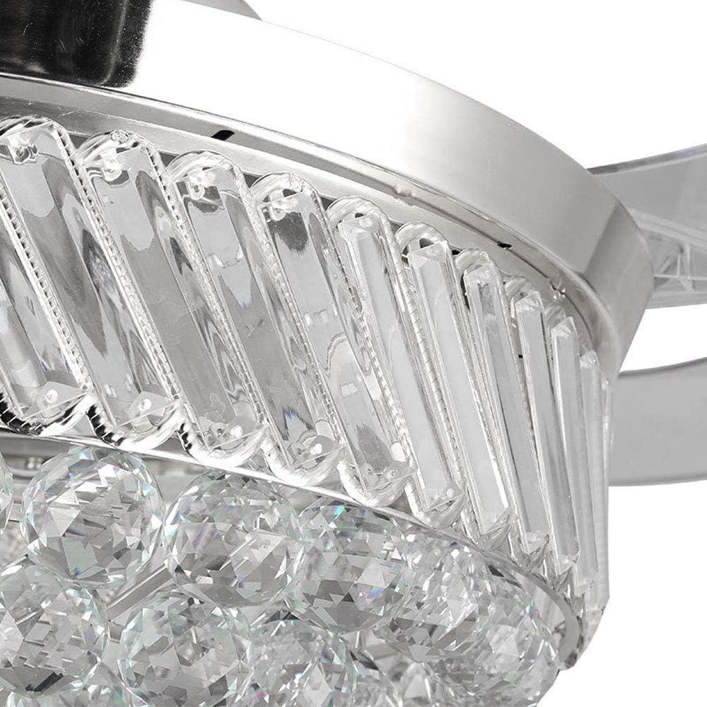 Blасk Frіdау 🔥 YEELED Light 42 Remote Control Retractable Reversible Ceiling Fans with 3 Changing Light Invisible Crystal Ceiling Fan Chandelier Indoor Ceiling Light Kits with Fans(42 Inch, Chrome-02)