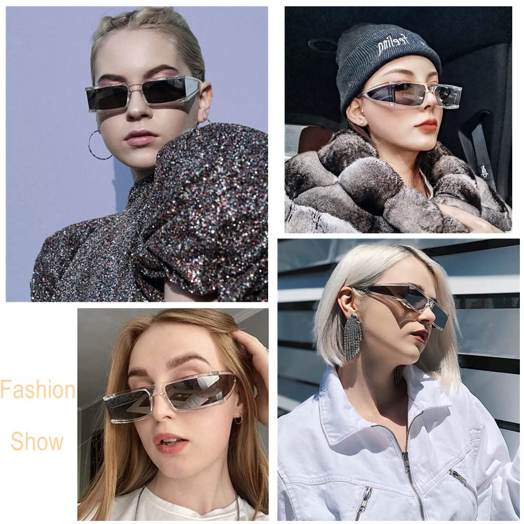 BAWUYI Y2K 2000s Sunglasses for Men Women Futuristic Cyber Glasses with Side Lens Punk Sports Square Rectangle Shades