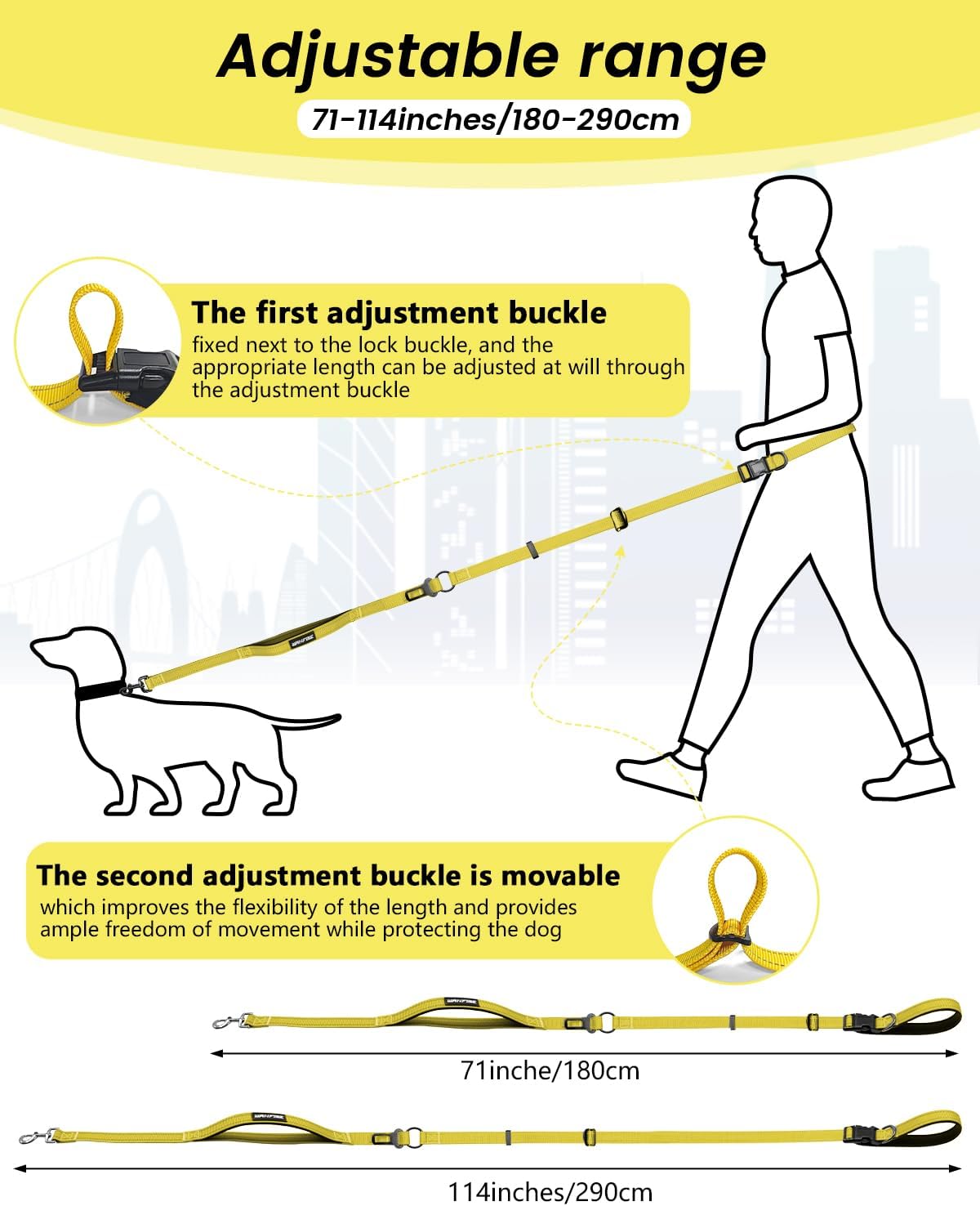 Two-Pack Set： Double Dog Leash x1, Heavy-Duty Long Dog Leash with car Seatbelt x1