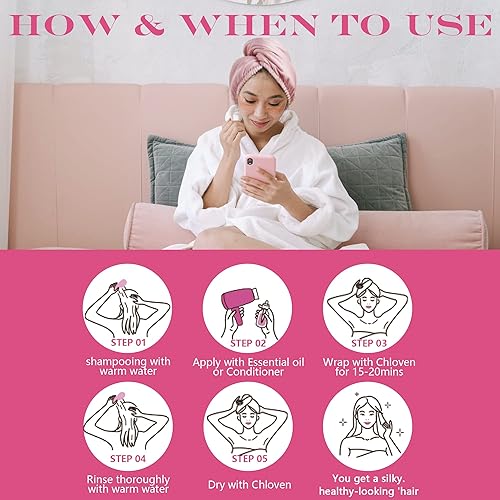 Miniatura 5 de Chloven Toalla de satén para el cabello, envoltura de seda satinada para dormir, toallas grandes para envolver el cabello con coleteros, toalla de